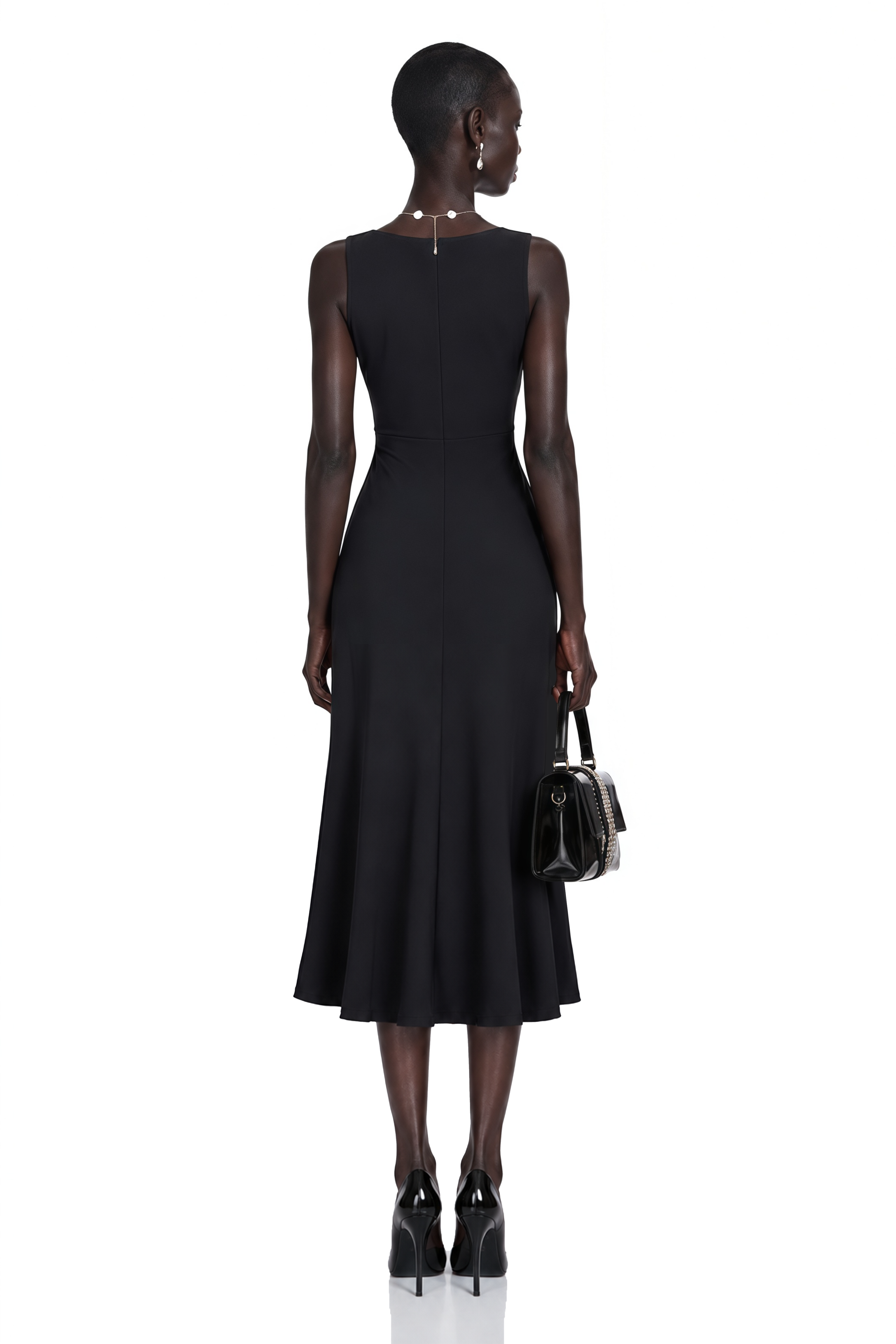 Lorelei Black Color-Block V-Neck Top & Pleated Skirt Set 