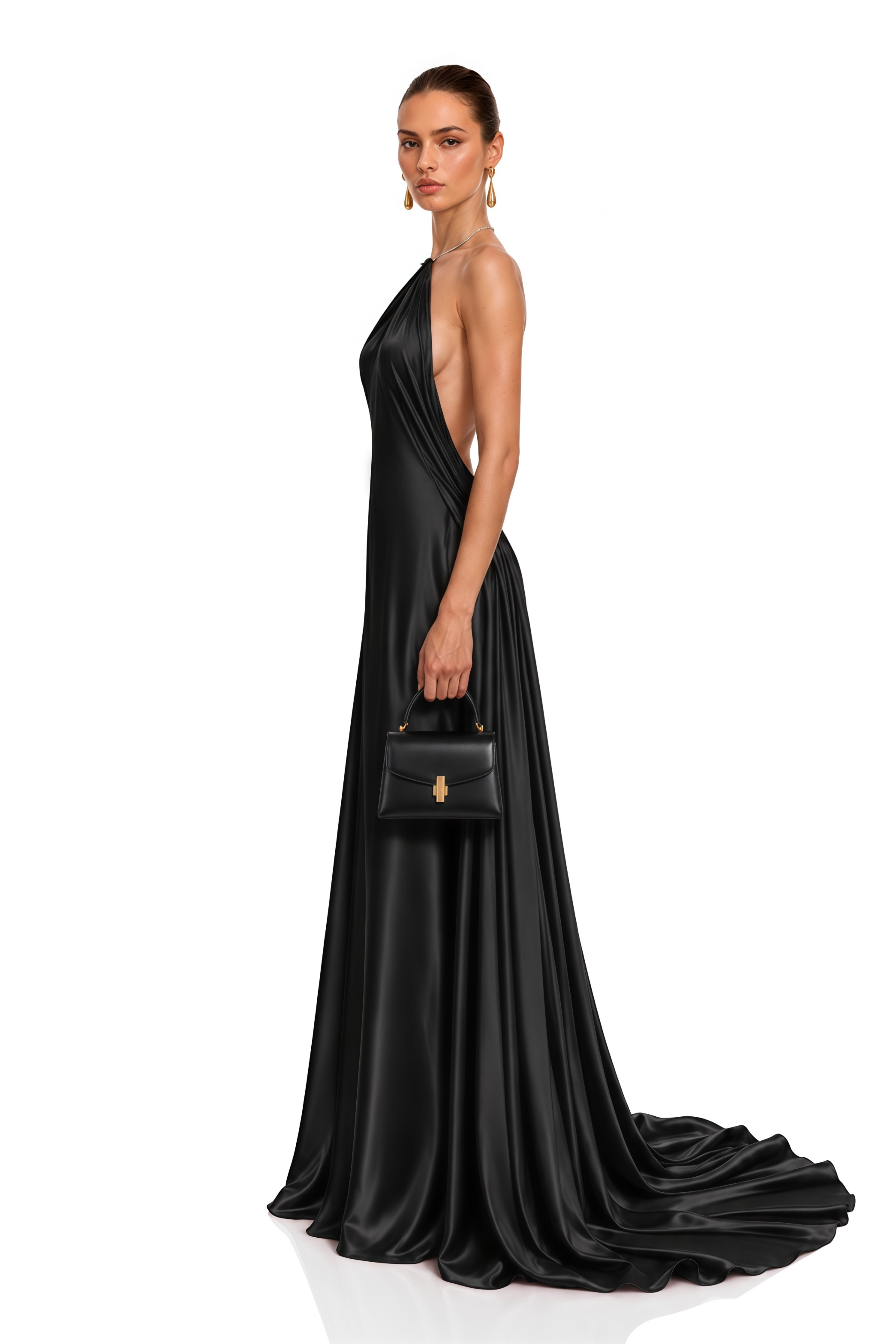 Lorelei Black Halterneck Draped Maxi Dress