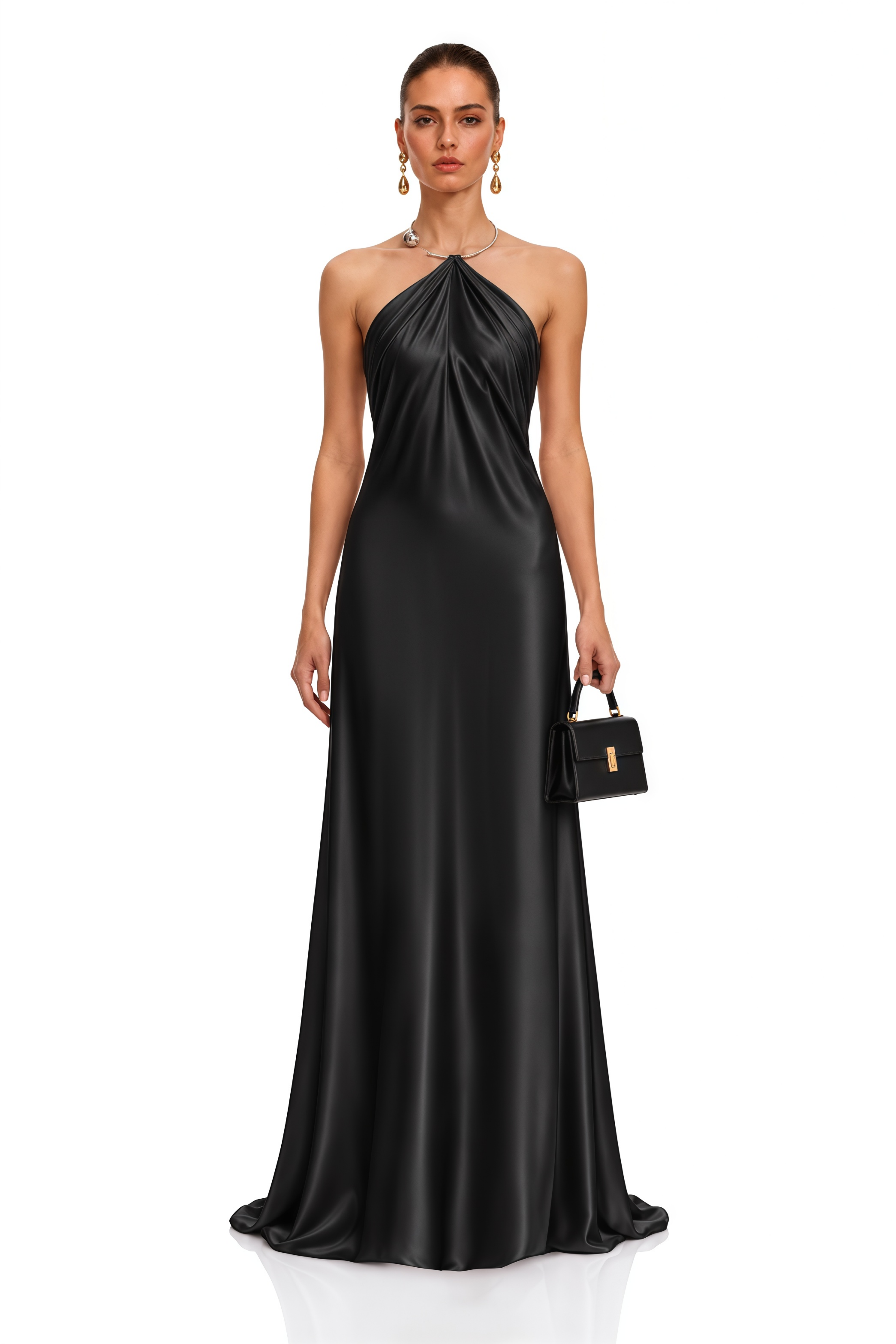 Lorelei Black Halterneck Draped Maxi Dress