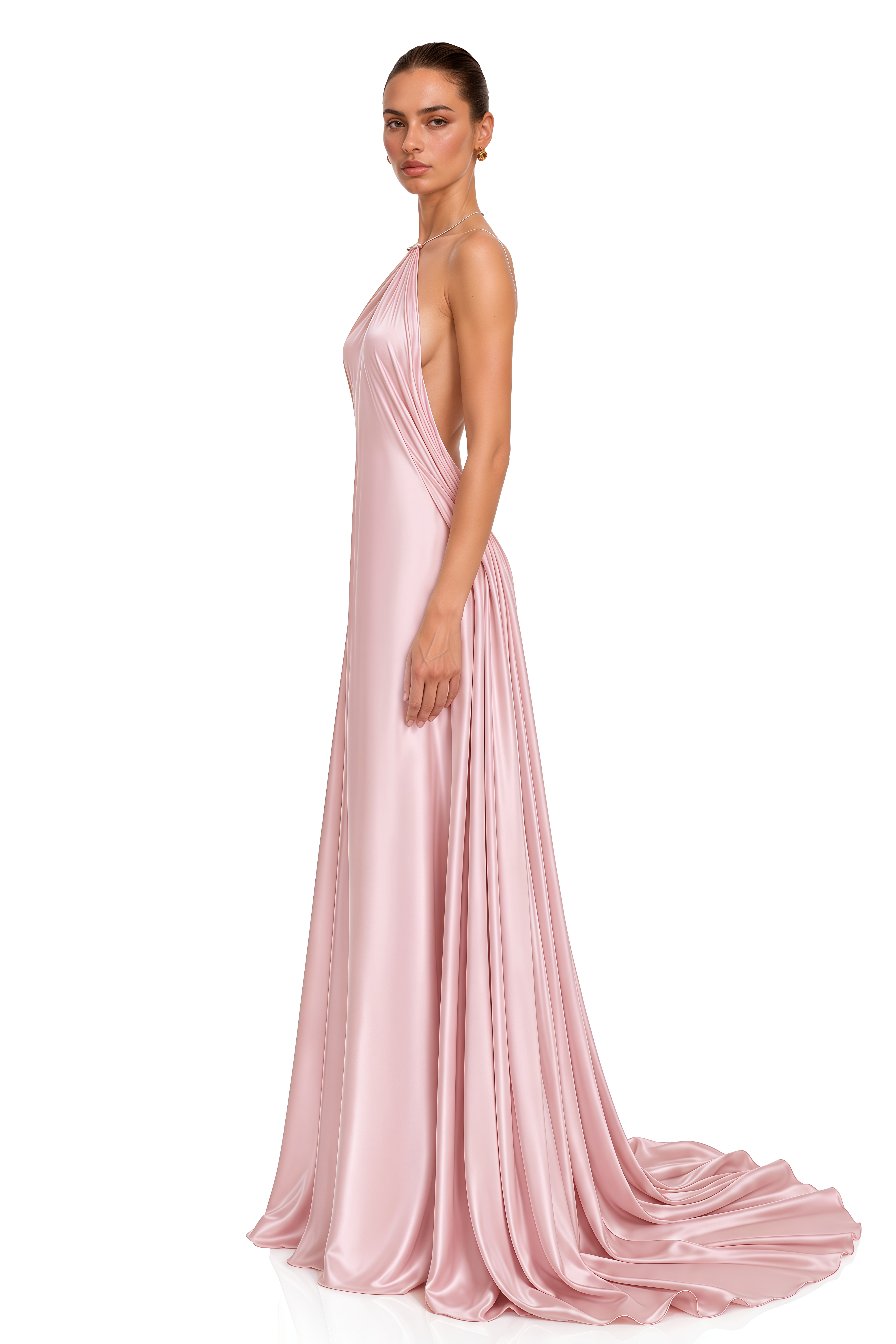 Lorelei Pink Halterneck Draped Maxi Dress
