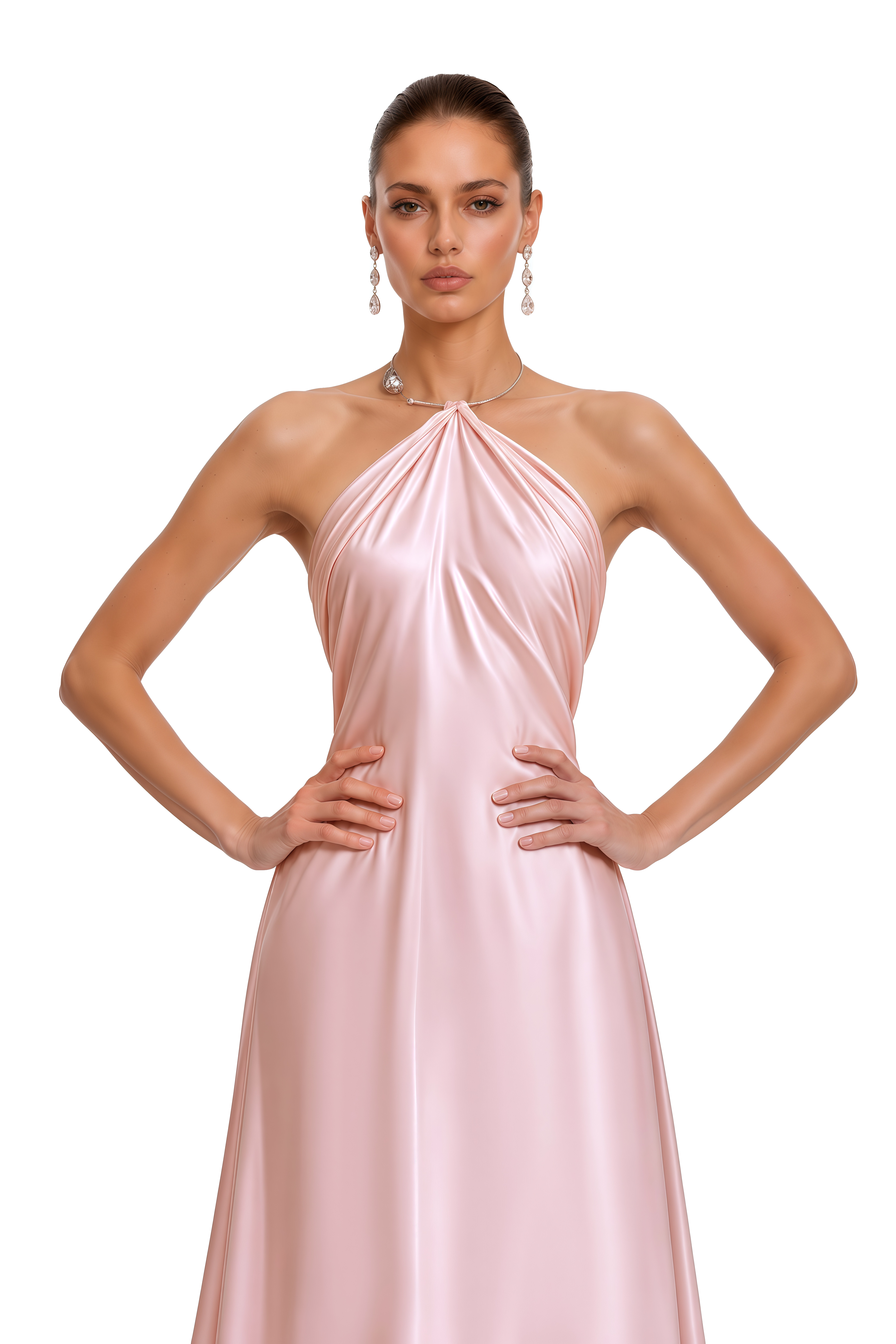 Lorelei Pink Halterneck Draped Maxi Dress