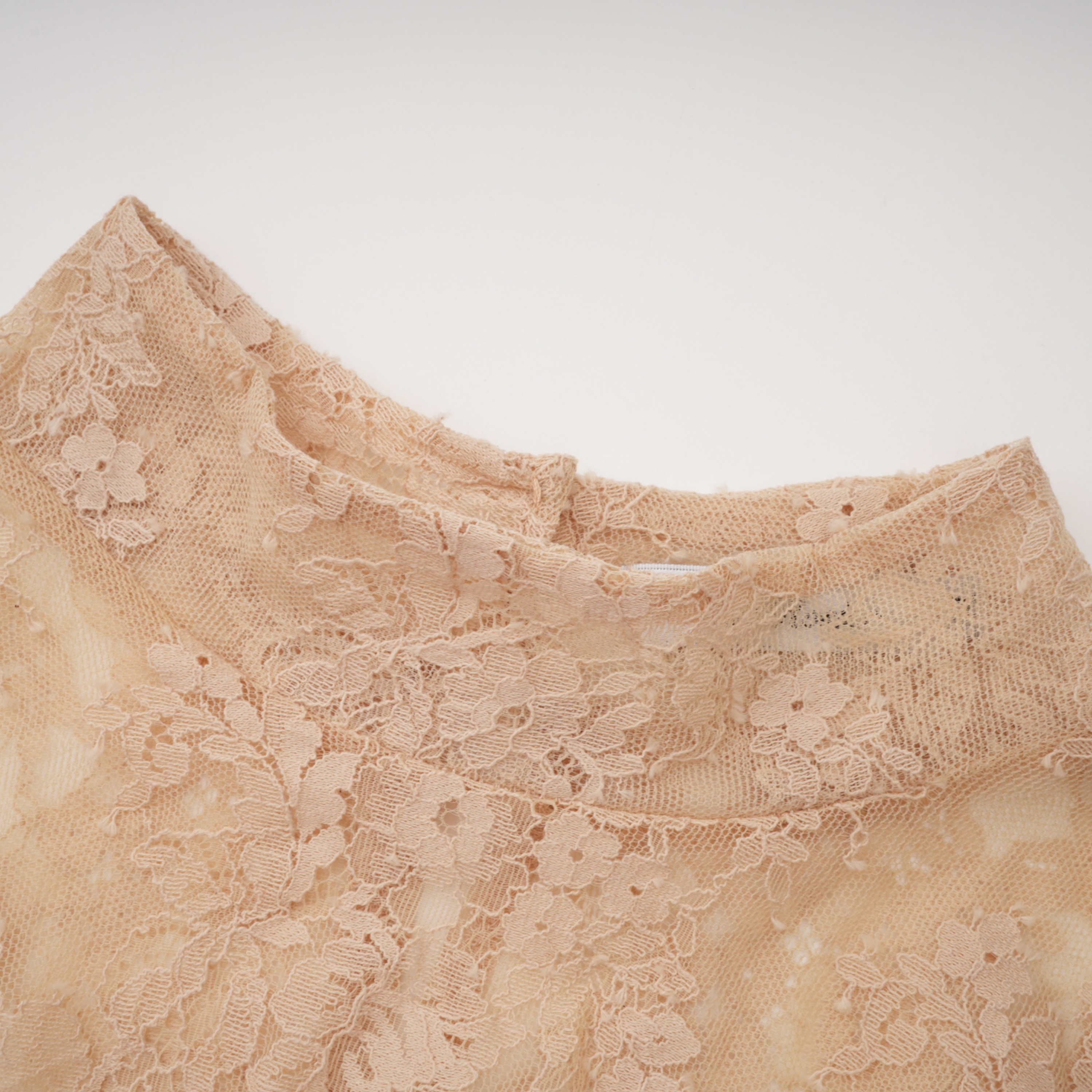 Lovise Neutral Ruched Maxi Dress with Lace Cape