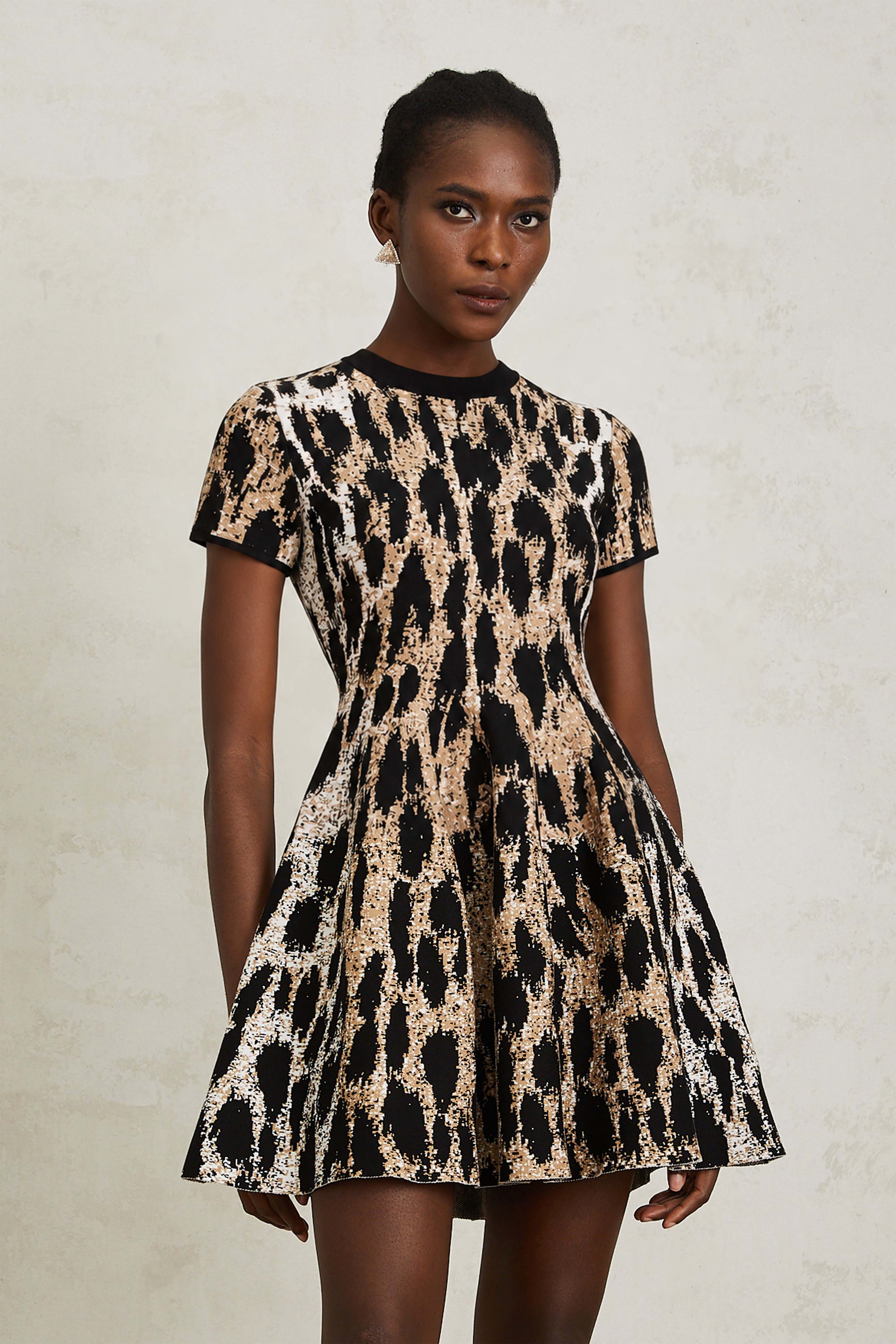 Lucie Brown Leopard Knit Mini Dress