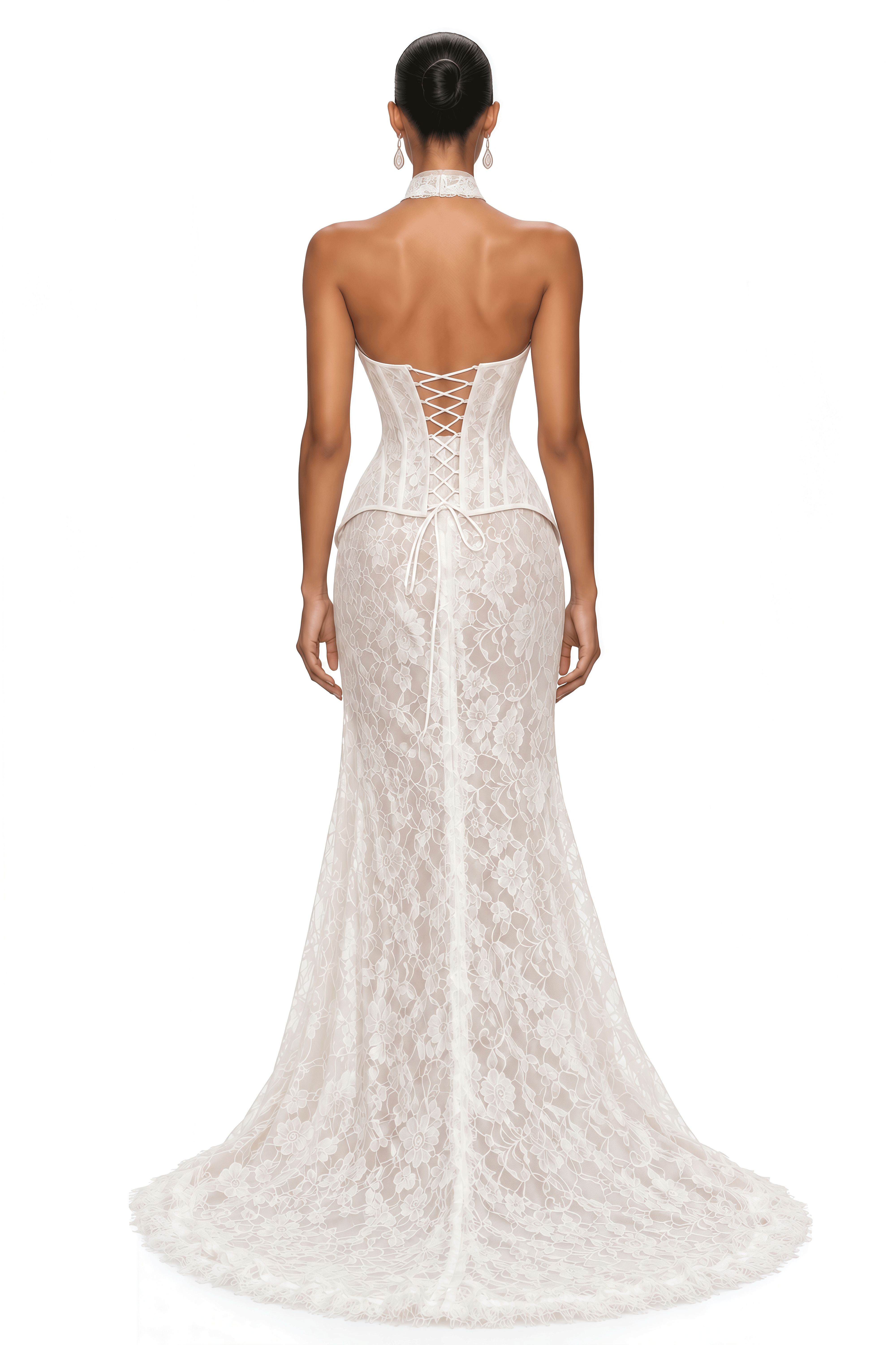 Lucinda Ivory Floral Lace Corset Top & Maxi Skirt Set