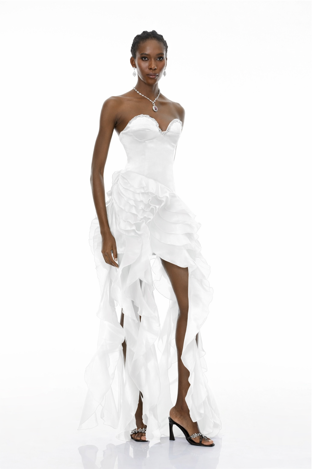 Lunetta White Strapless Ruffled Maxi Dress (Final Sale-US Only)