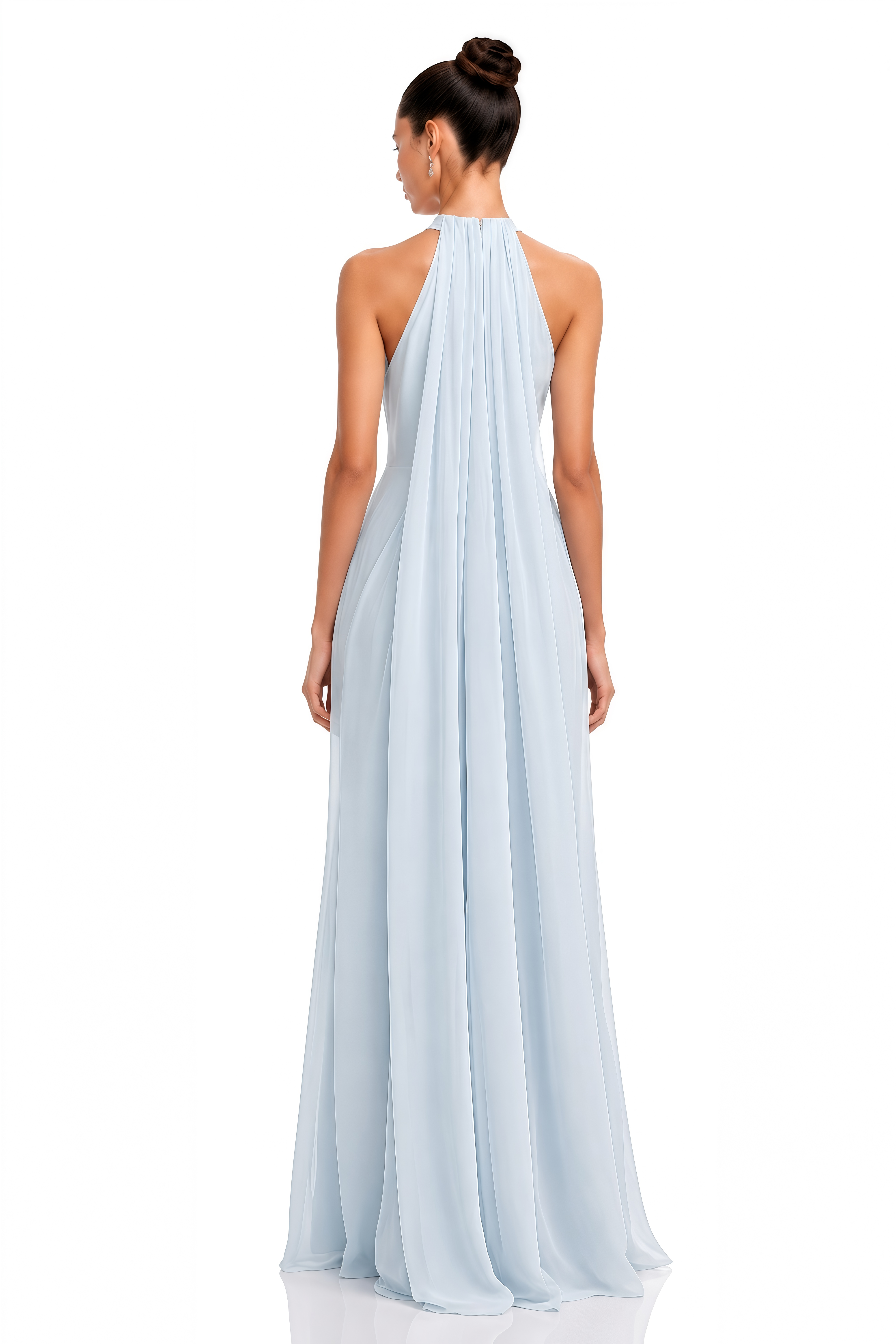 Lysandra Light Blue Halterneck Draped Maxi Dress