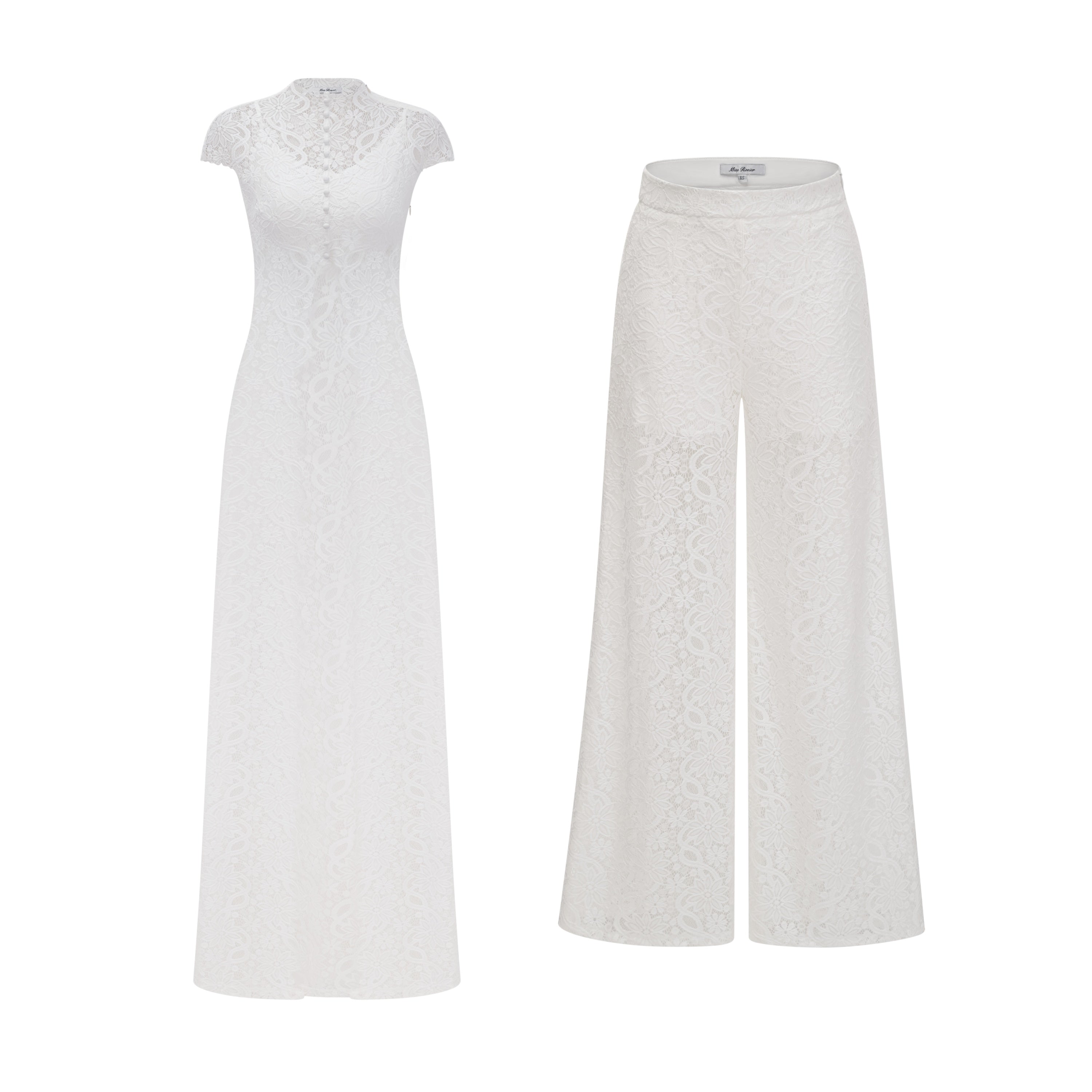 Loana White Floral Lace Top & Trousers Set – Miss Rosier - Women's