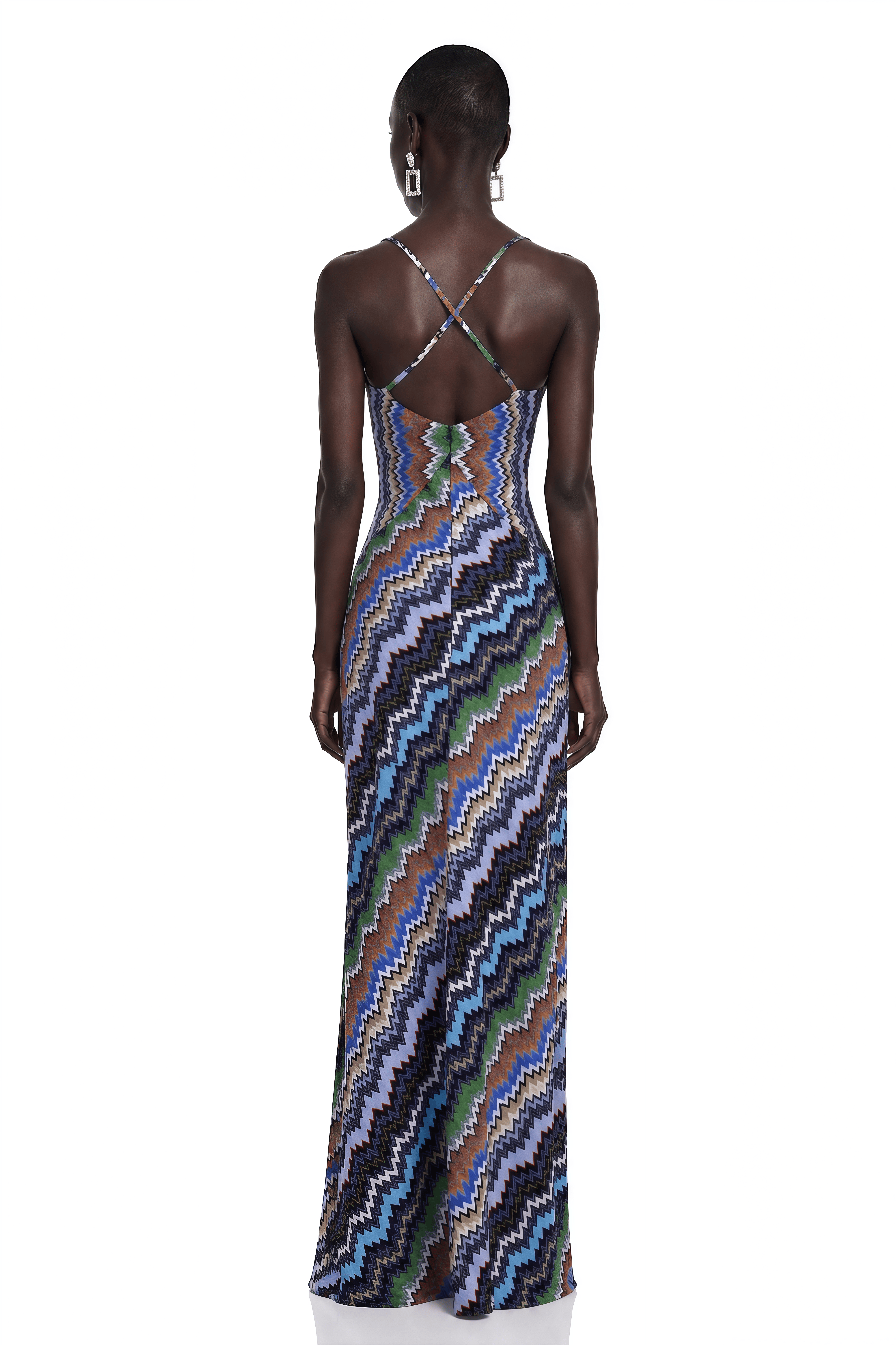 Mabel Blue Printed Maxi Dress With Spaghetti Straps