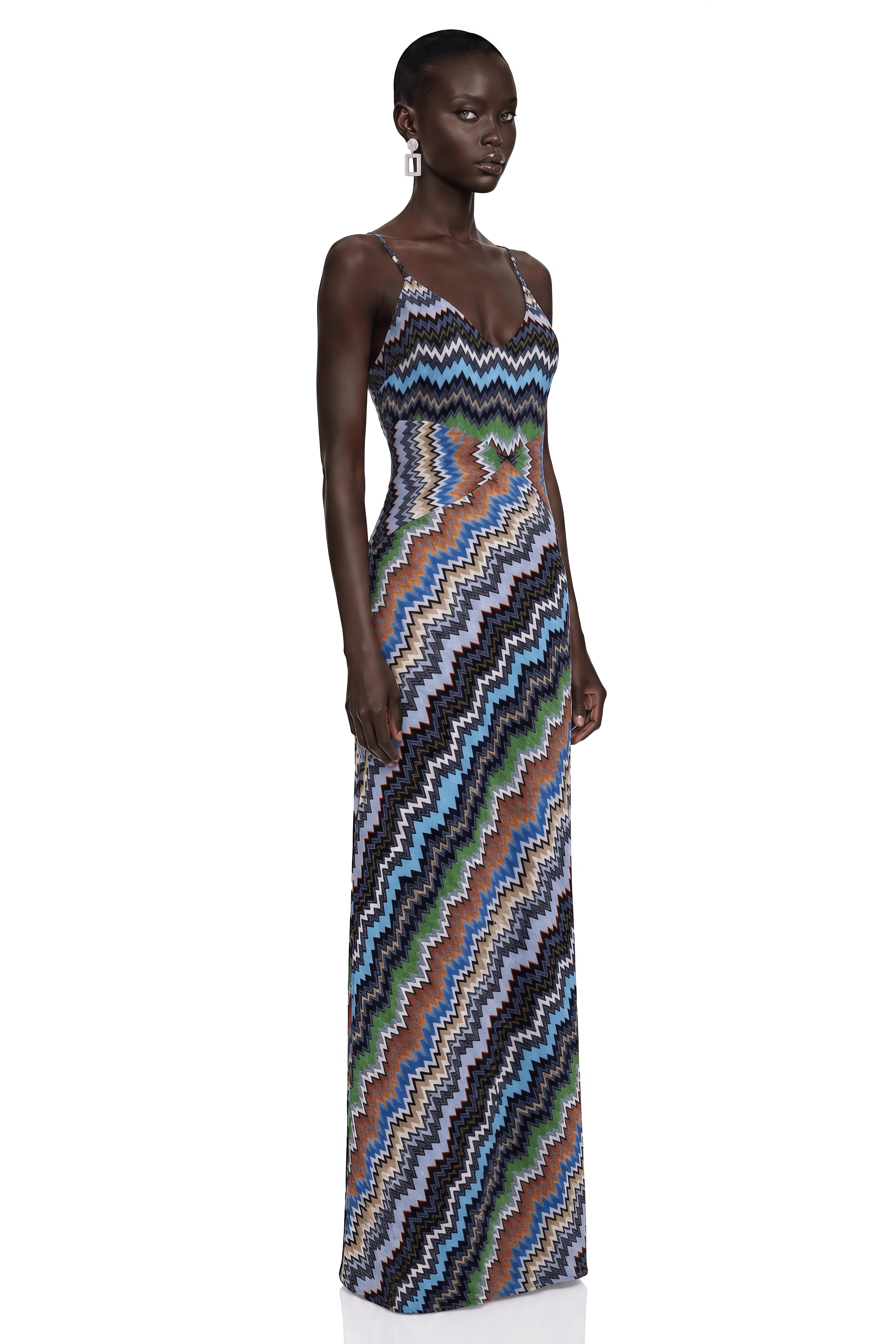 Mabel Blue Printed Maxi Dress With Spaghetti Straps