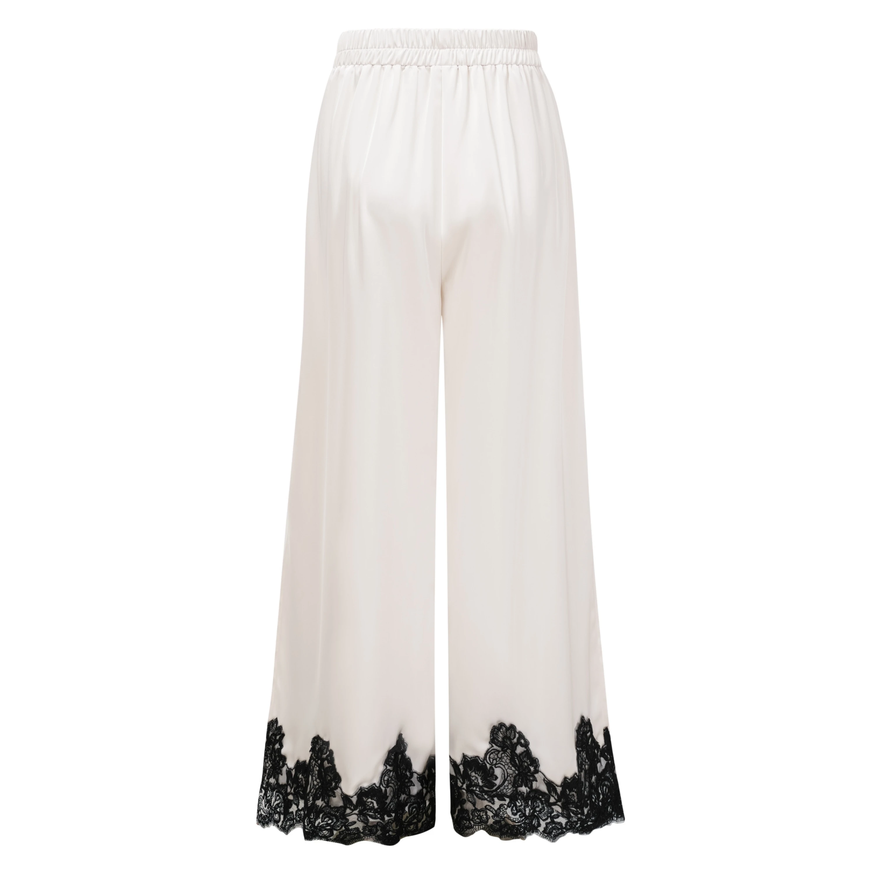 Mabel White Cape Top & Wide Leg Trousers Set with Lace Trim