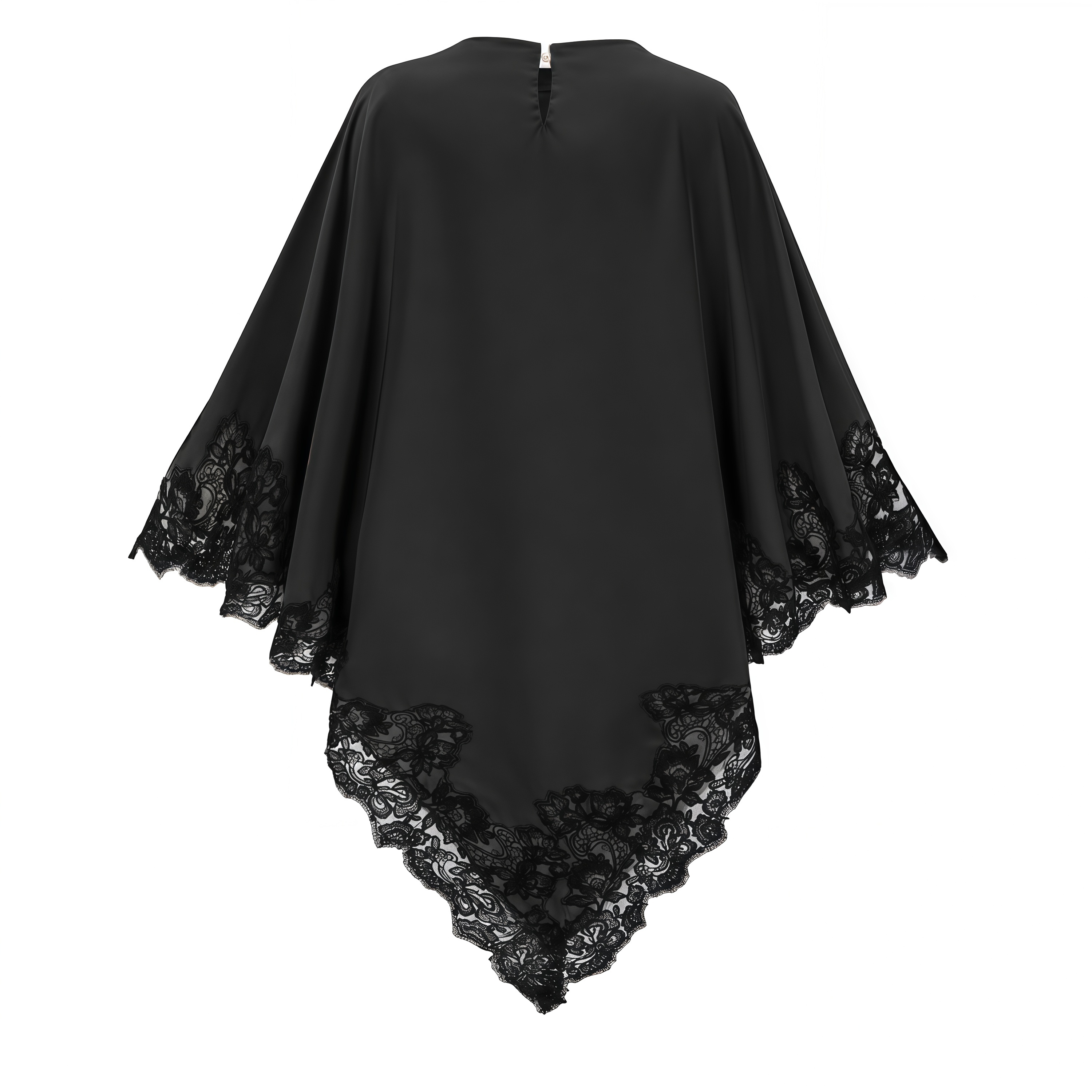 Mabel Black Cape Top & Wide Leg Trousers Set with Lace Trim