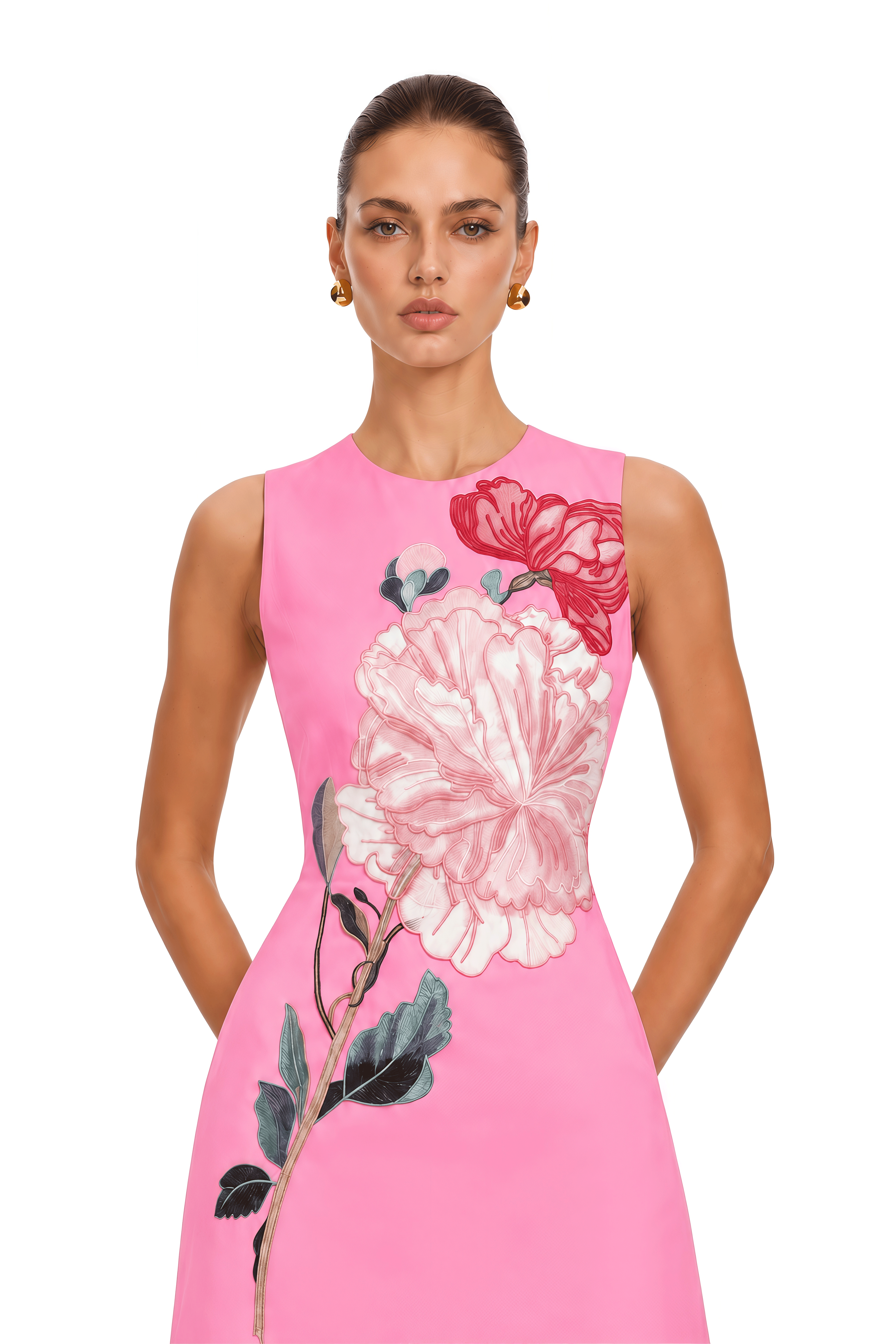 Maelis Pink Floral Print Sleeveless Mini Dress
