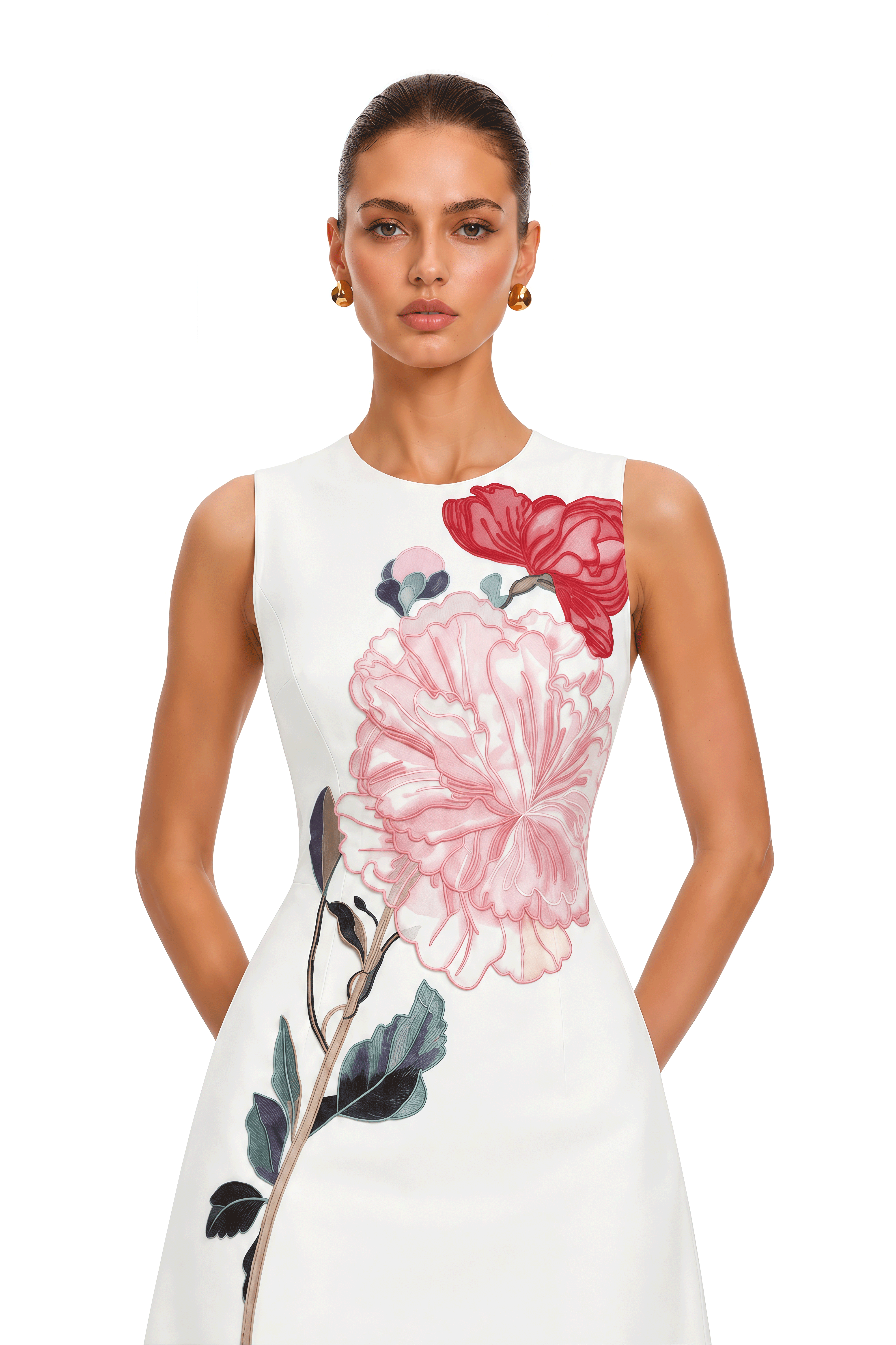 Maelis White Floral Print Sleeveless Mini Dress
