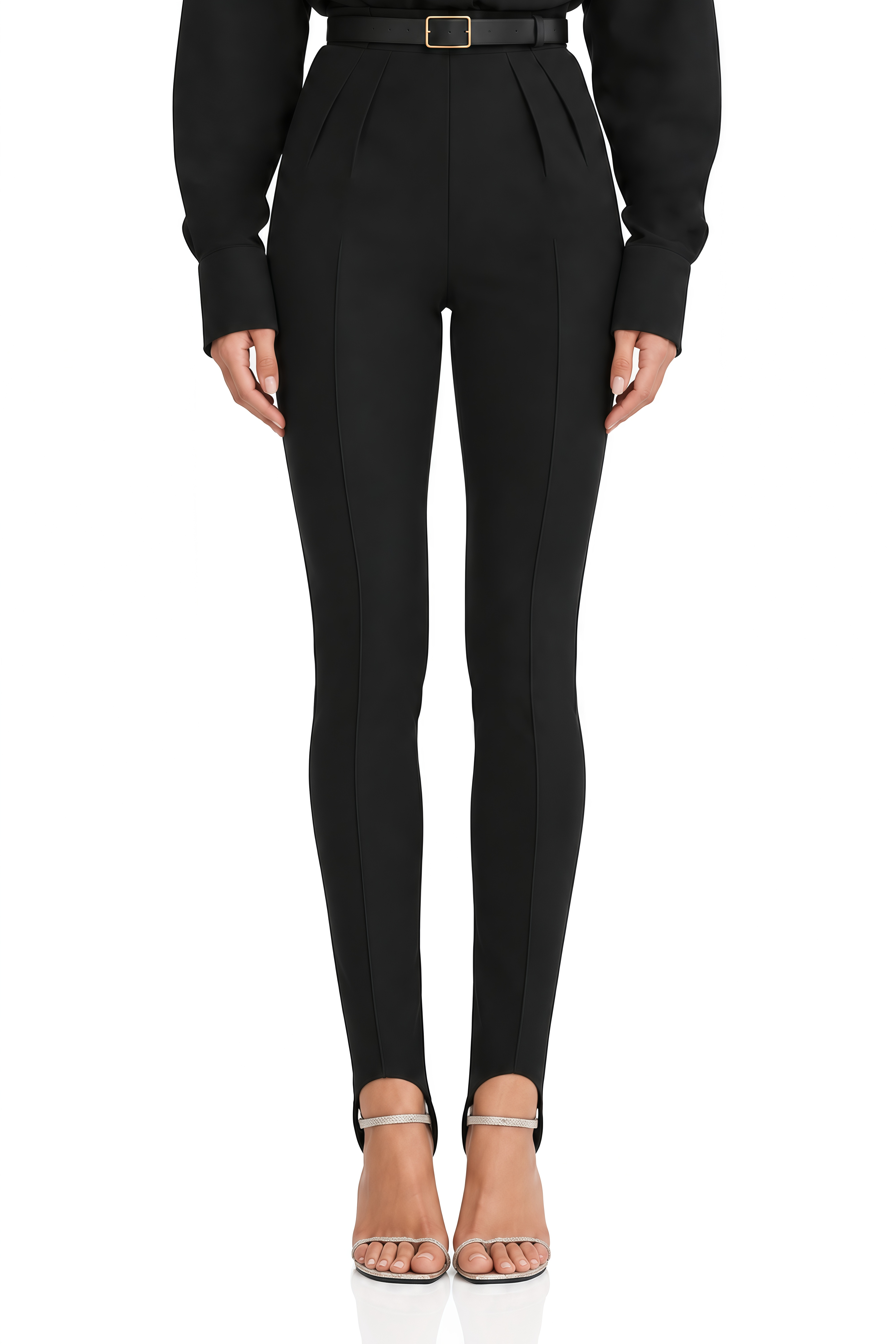 Maelle Black High Waist Sculpted Seam Leggings