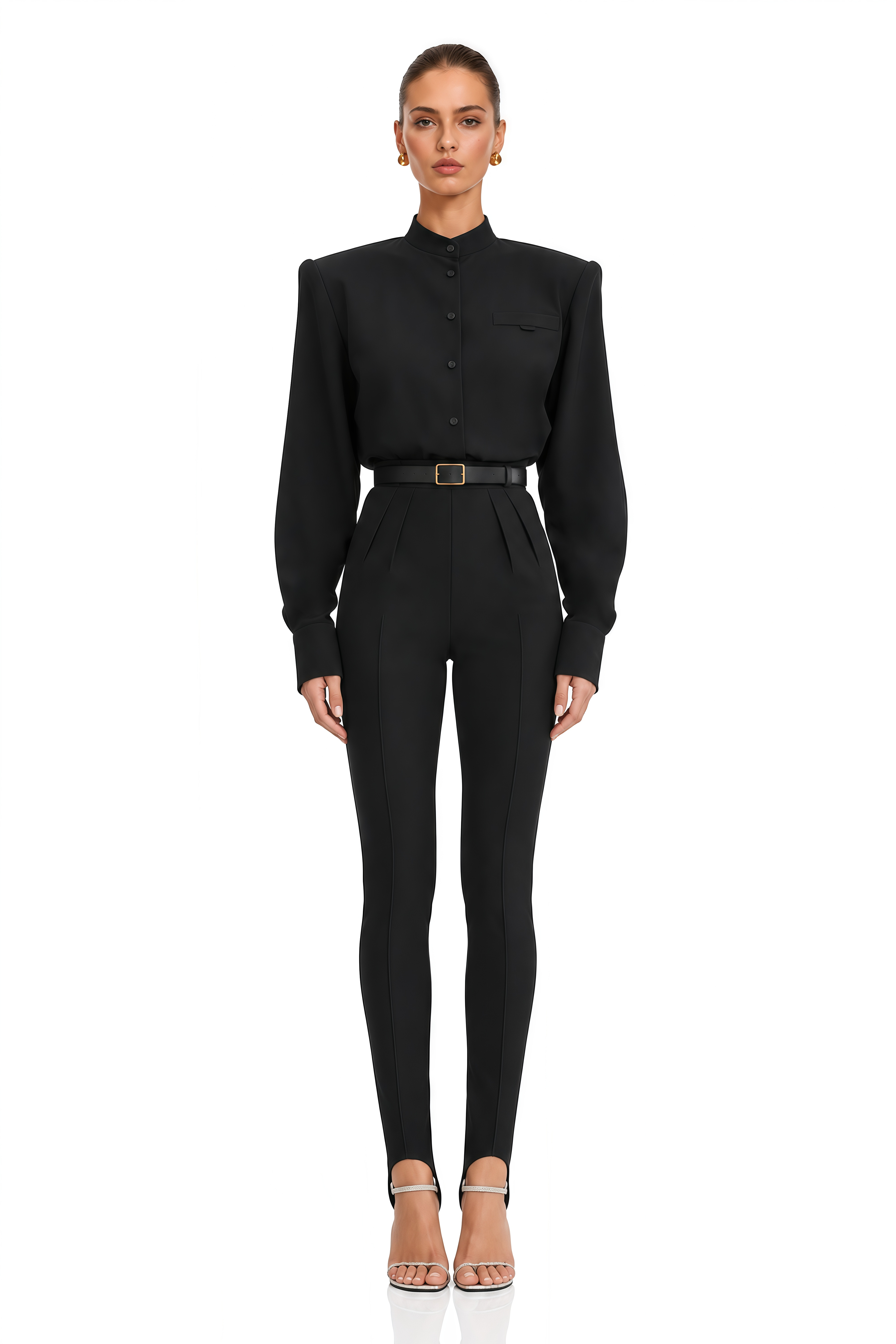 Maelle Black High Waist Sculpted Seam Leggings