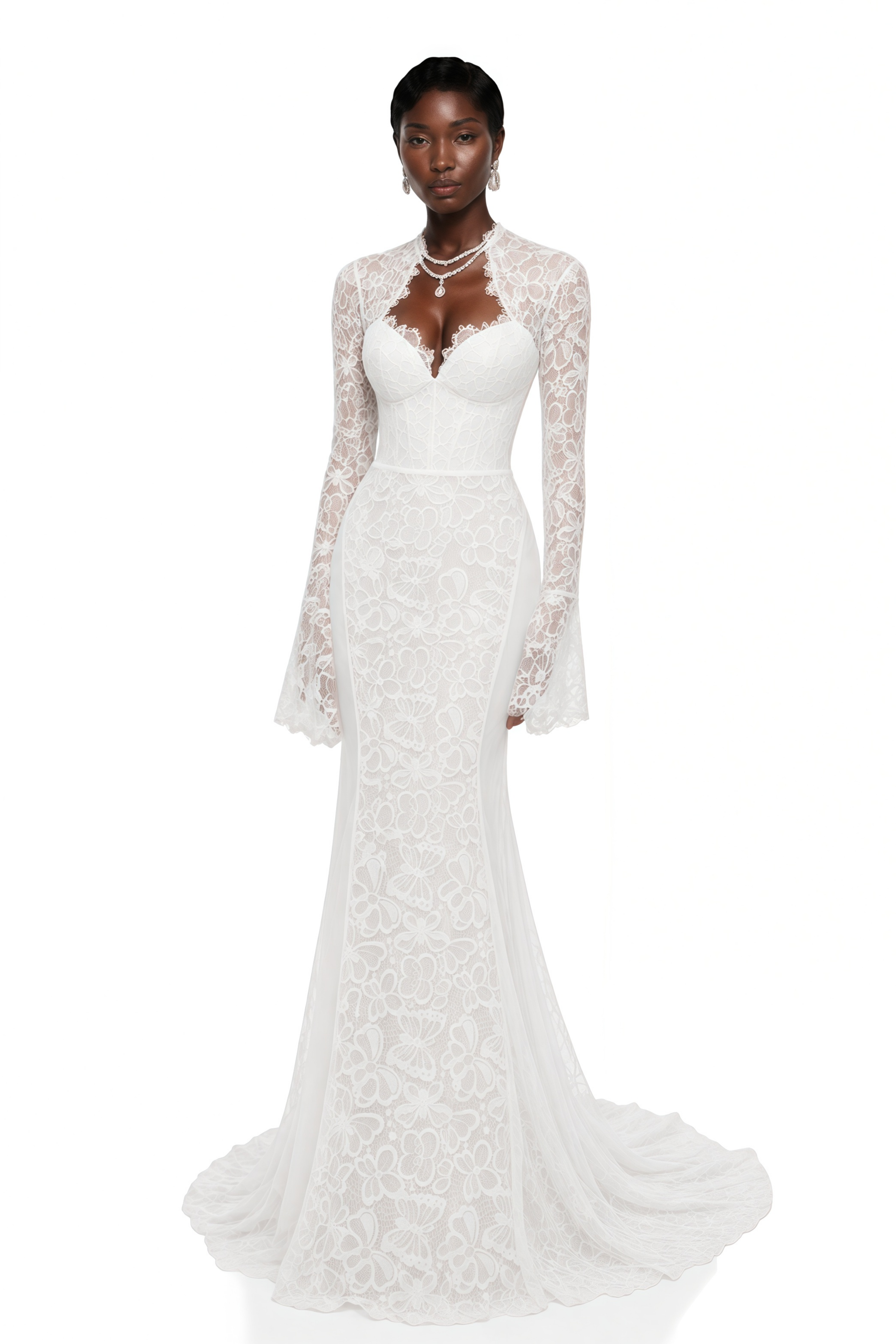 Malgorzata White Cut-Out Maxi Dress with Train