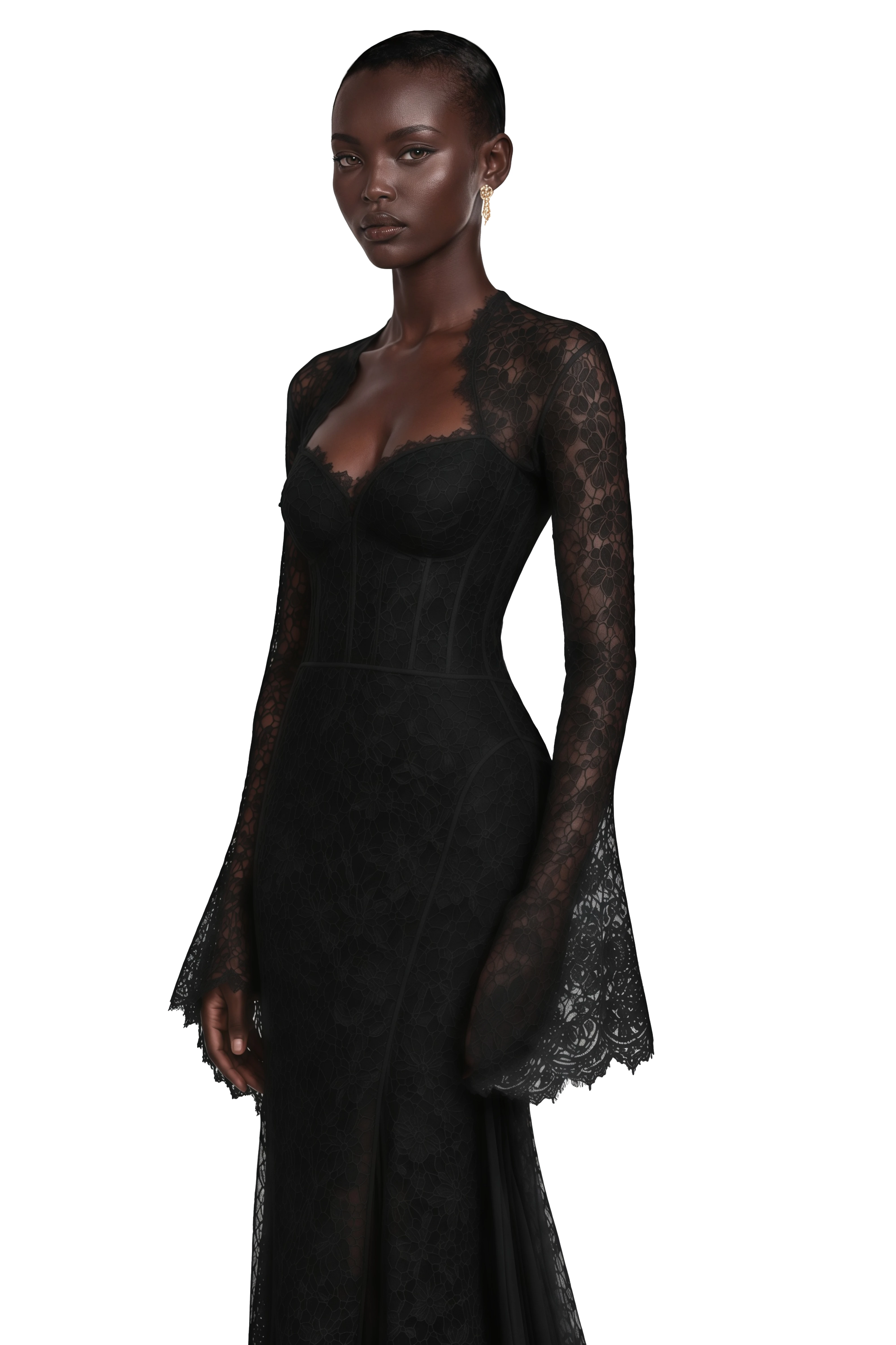 Malgorzata Black Cut-Out Maxi Dress with Train
