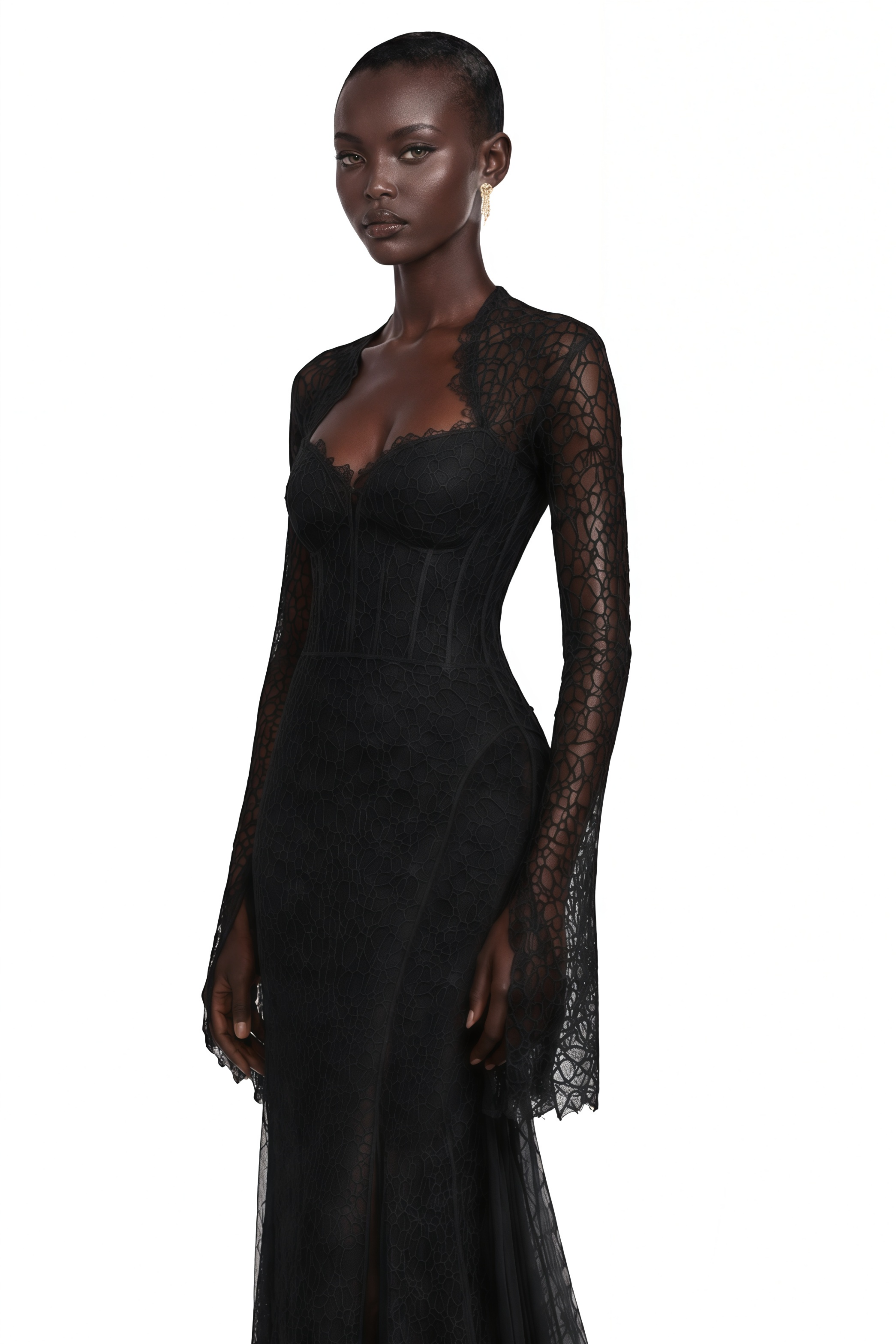 Malgorzata Black Cut-Out Maxi Dress with Train