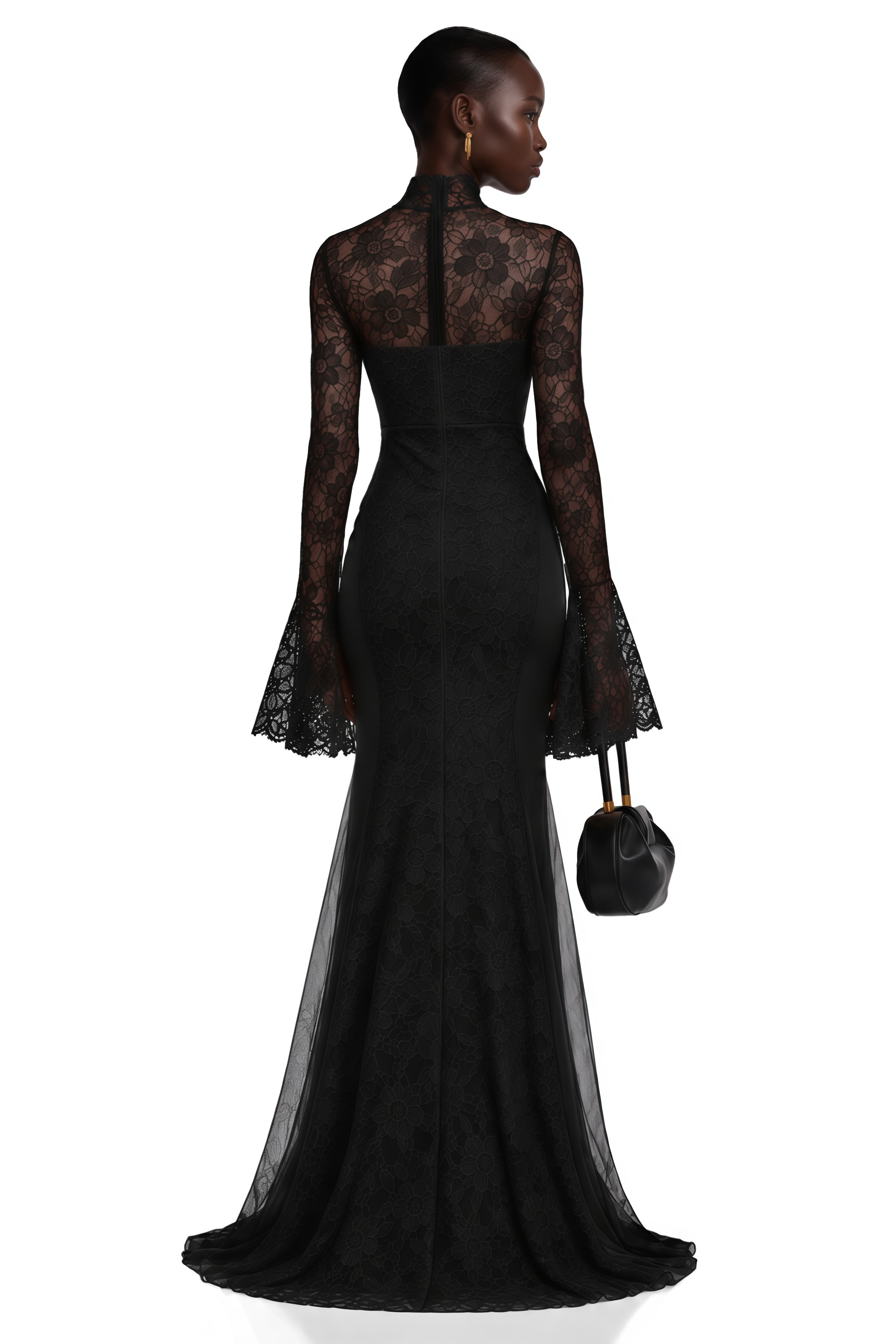 Malgorzata Black Cut-Out Maxi Dress with Train