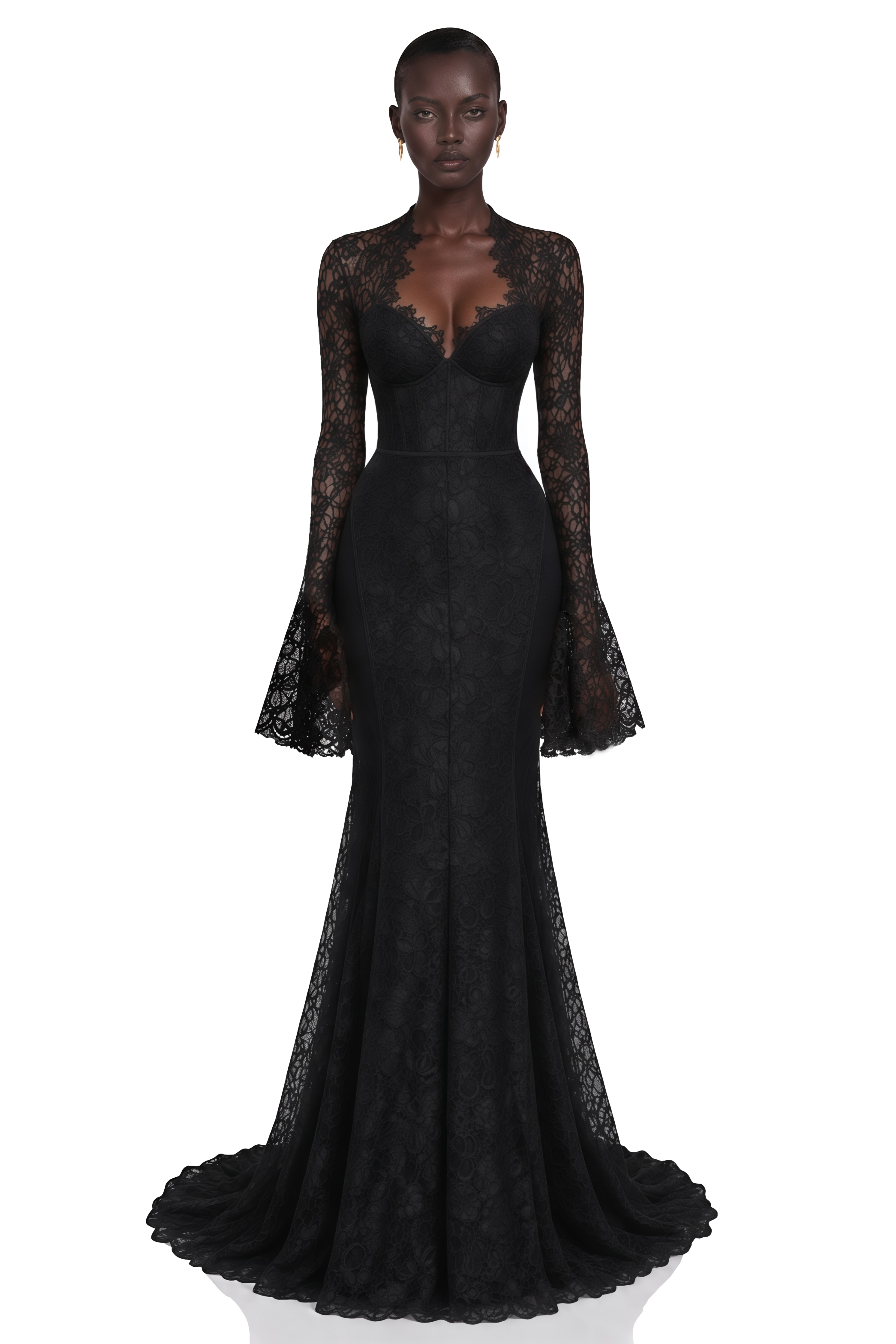 Malgorzata Black Cut-Out Maxi Dress with Train