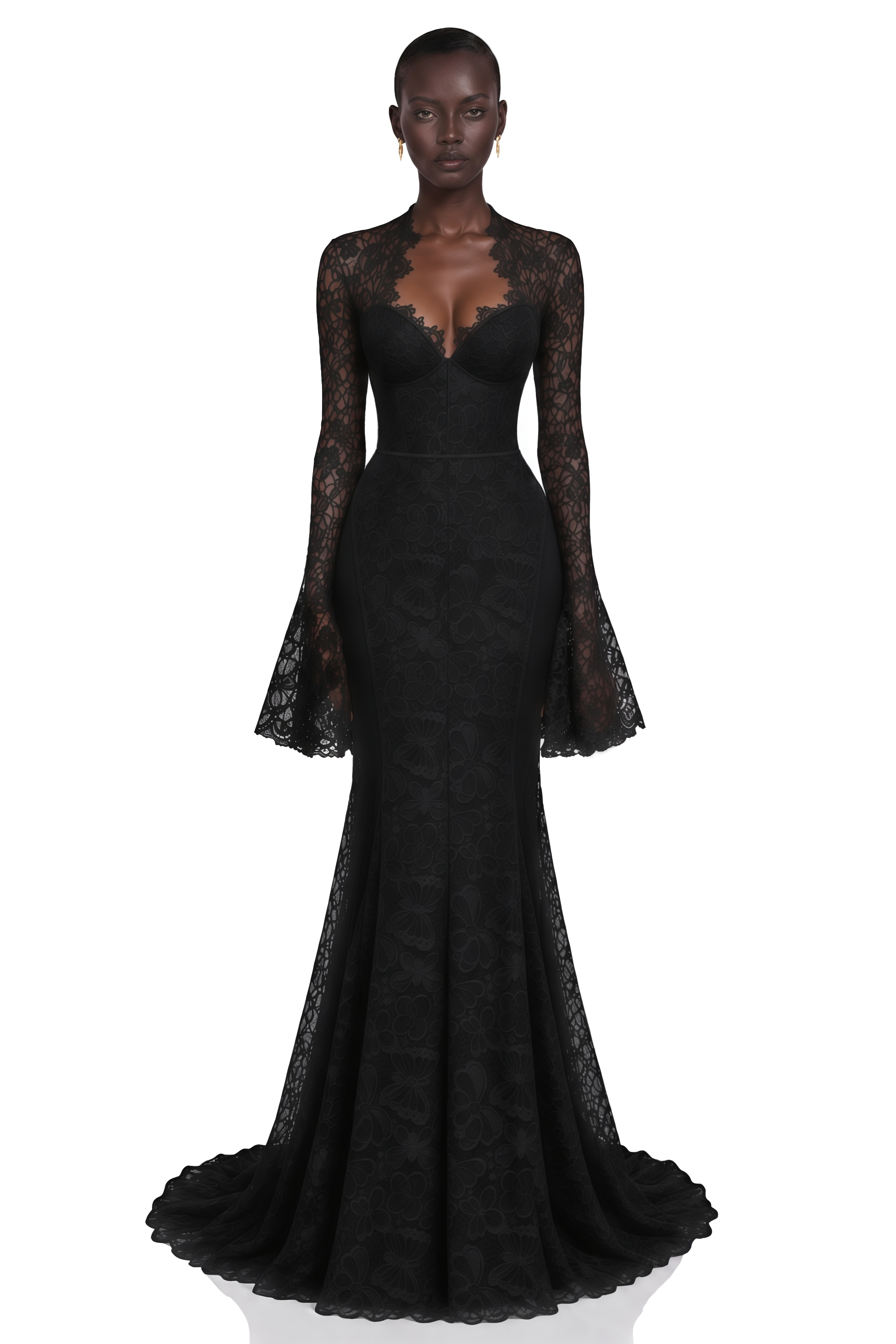 Malgorzata Black Cut-Out Maxi Dress with Train