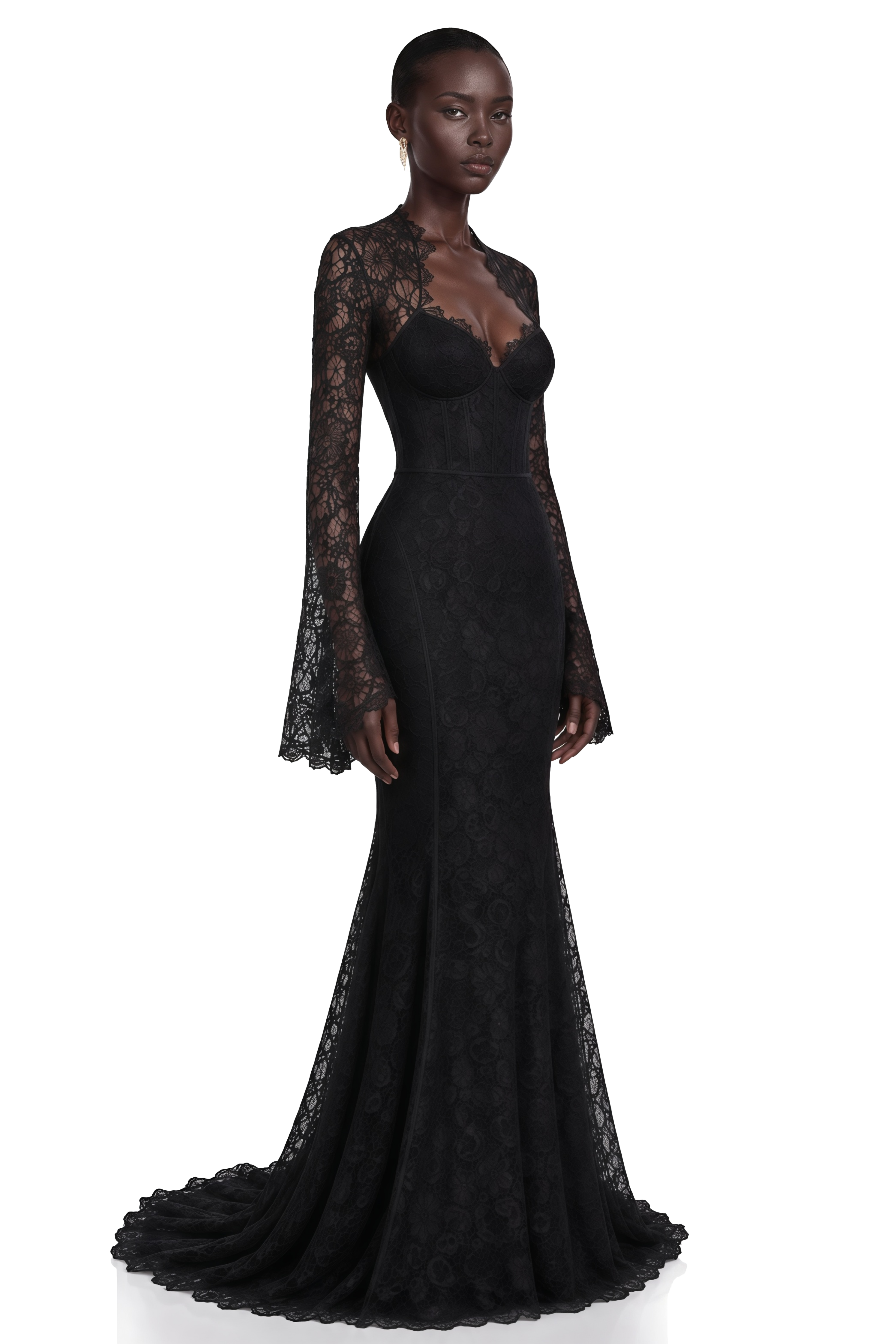 Malgorzata Black Cut-Out Maxi Dress with Train