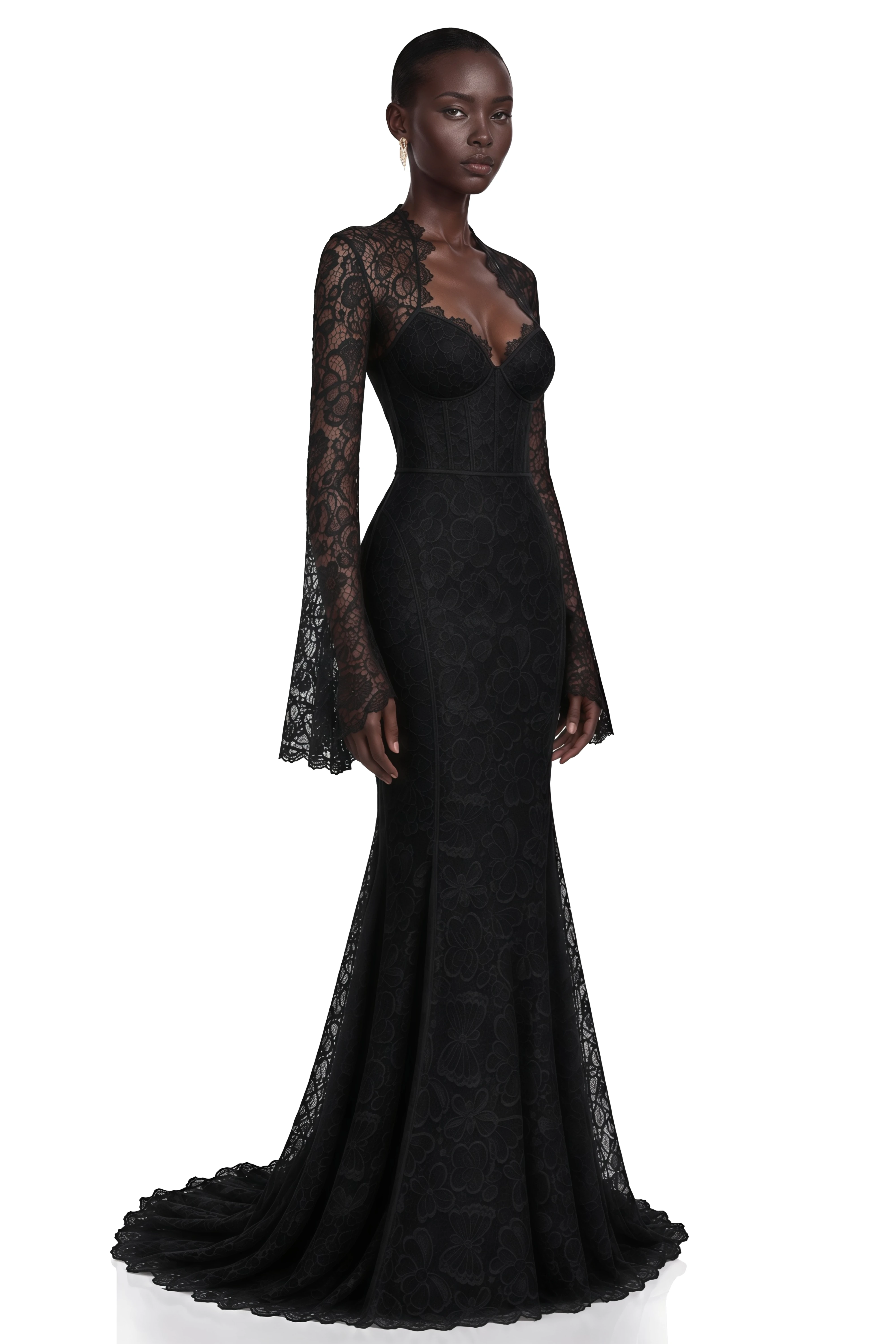 Malgorzata Black Cut-Out Maxi Dress with Train
