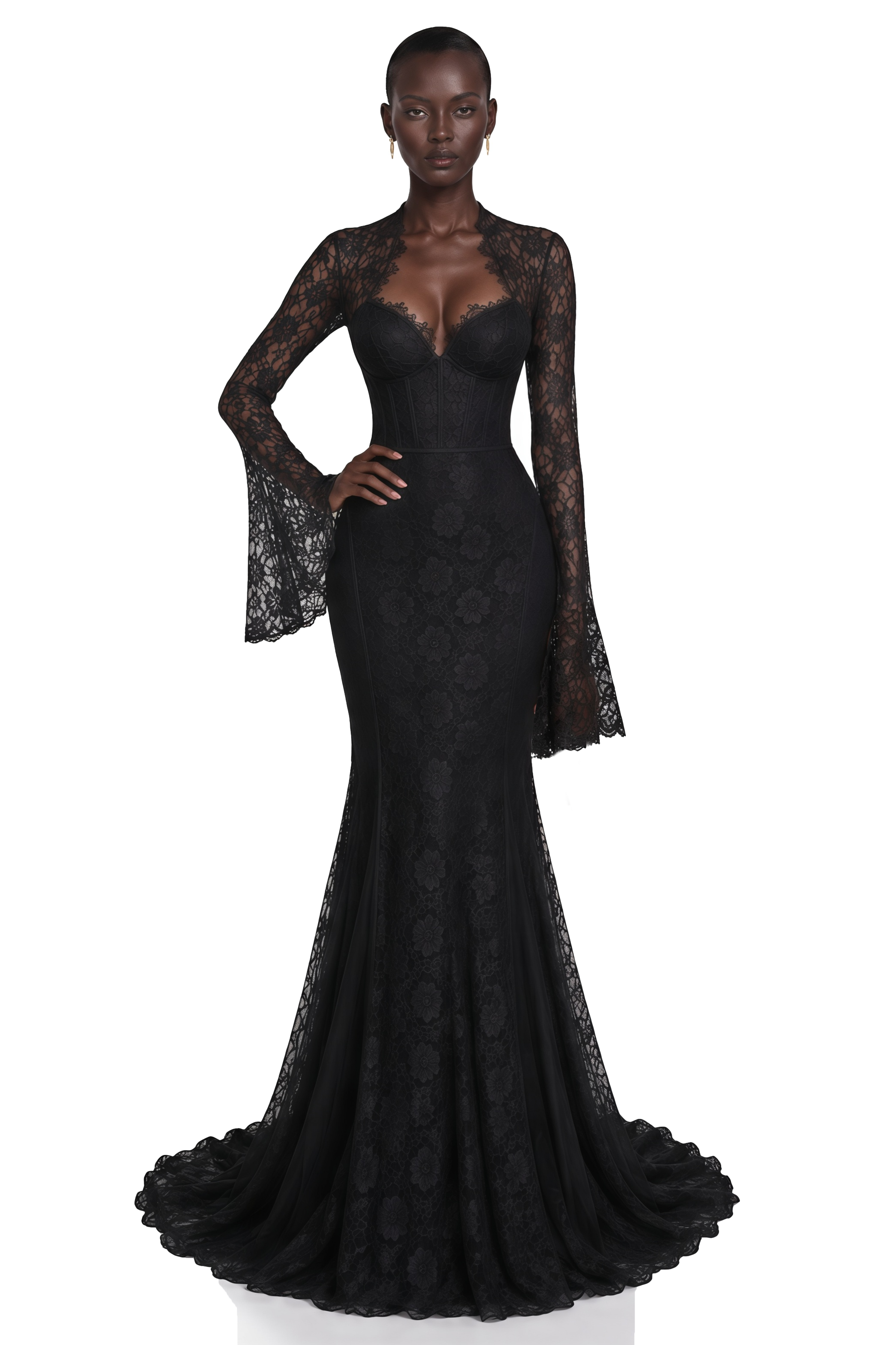 Malgorzata Black Cut-Out Maxi Dress with Train