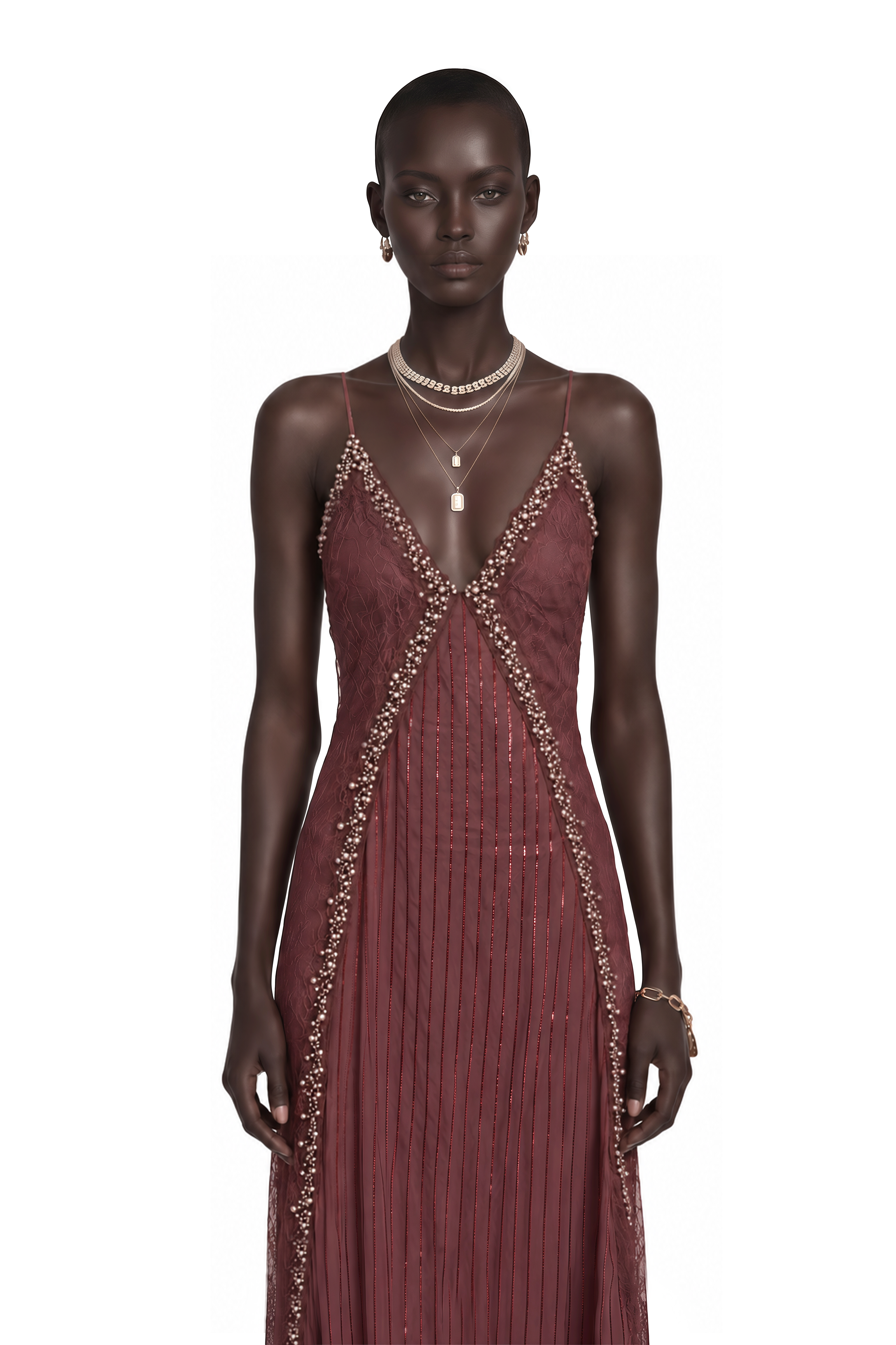 Marceline Chocolate Brown Ruffled Lace Maxi Dress