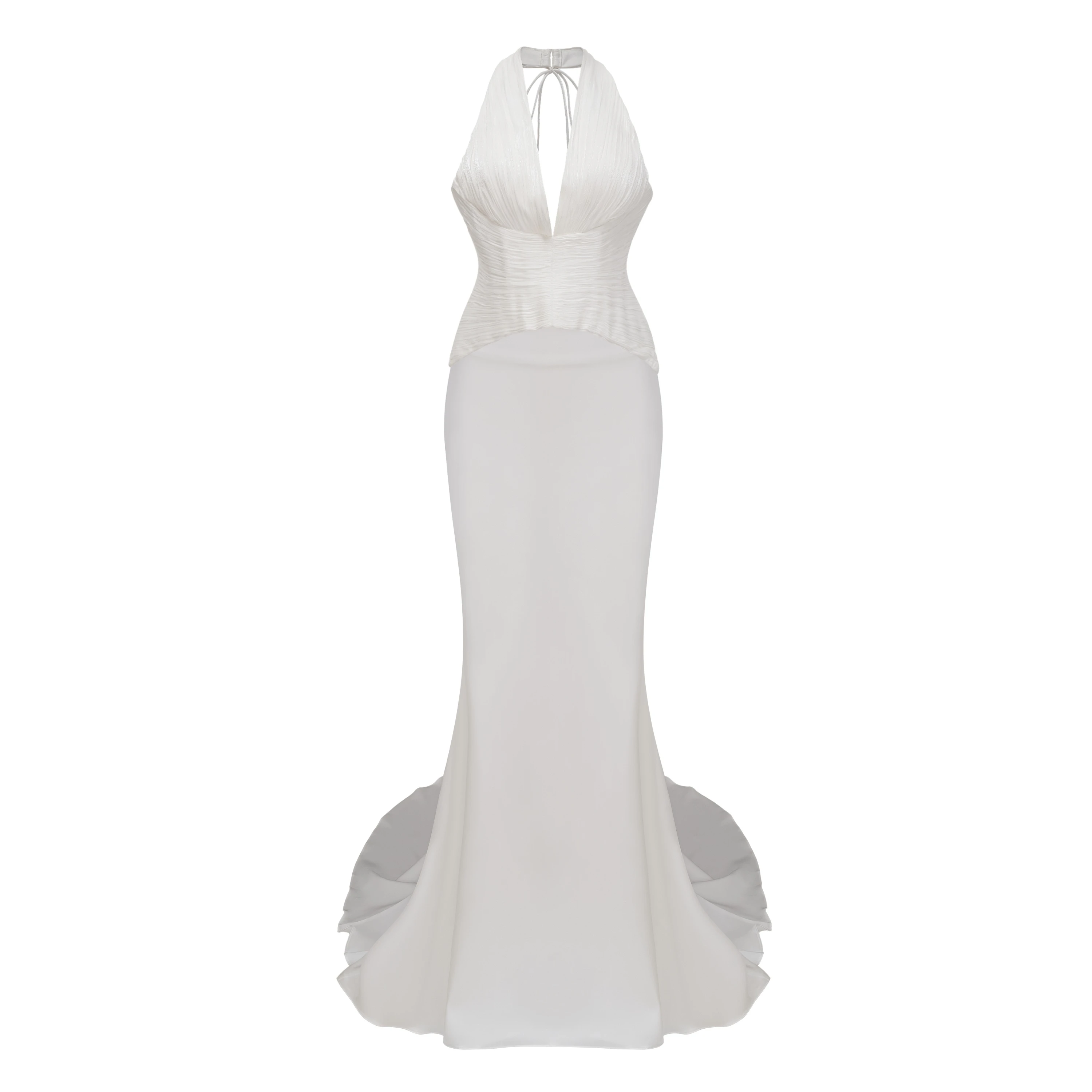 Maren Ivory Halterneck Ruched Top & Skirt Set
