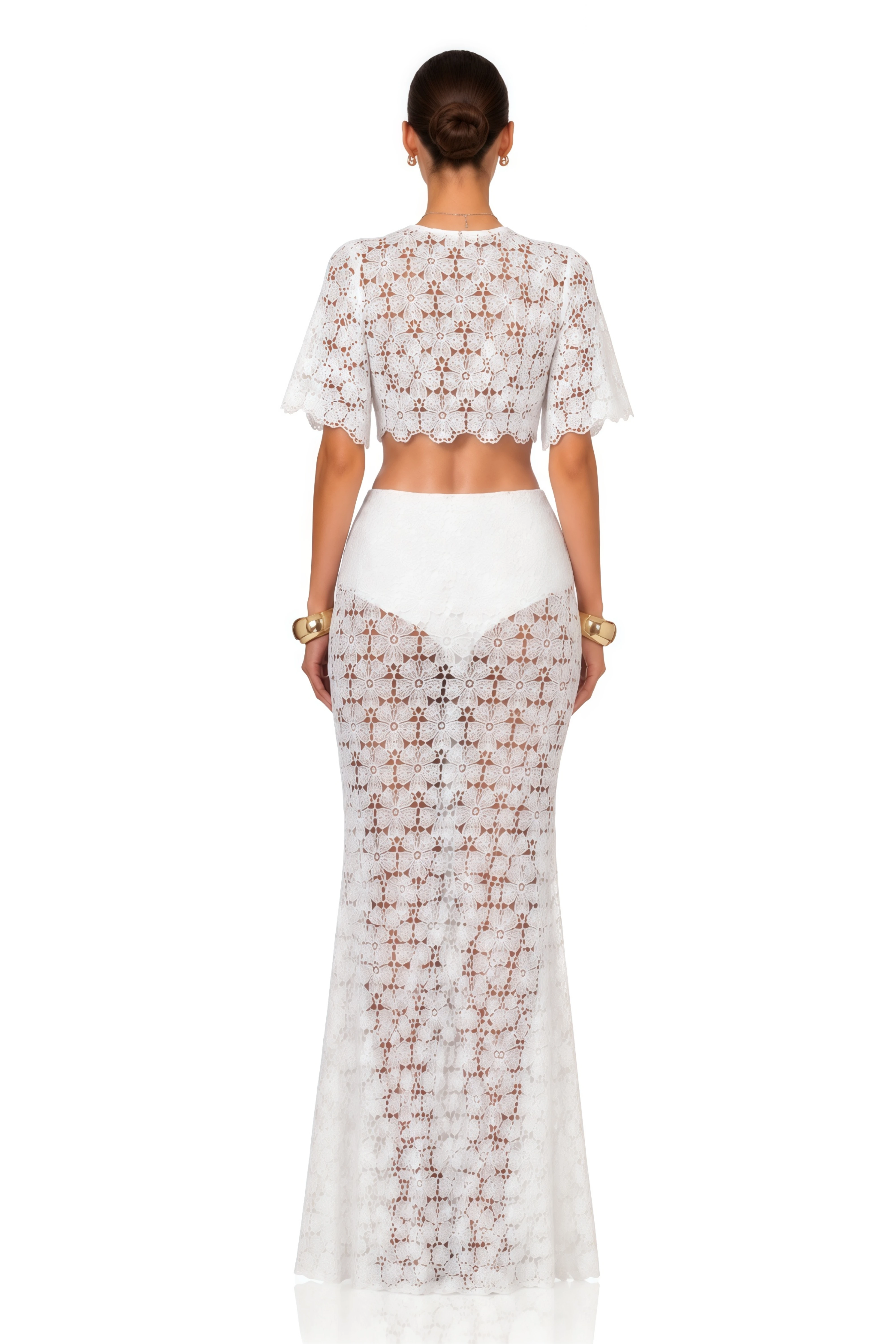 Margaret White Lace Top & Skirt Set