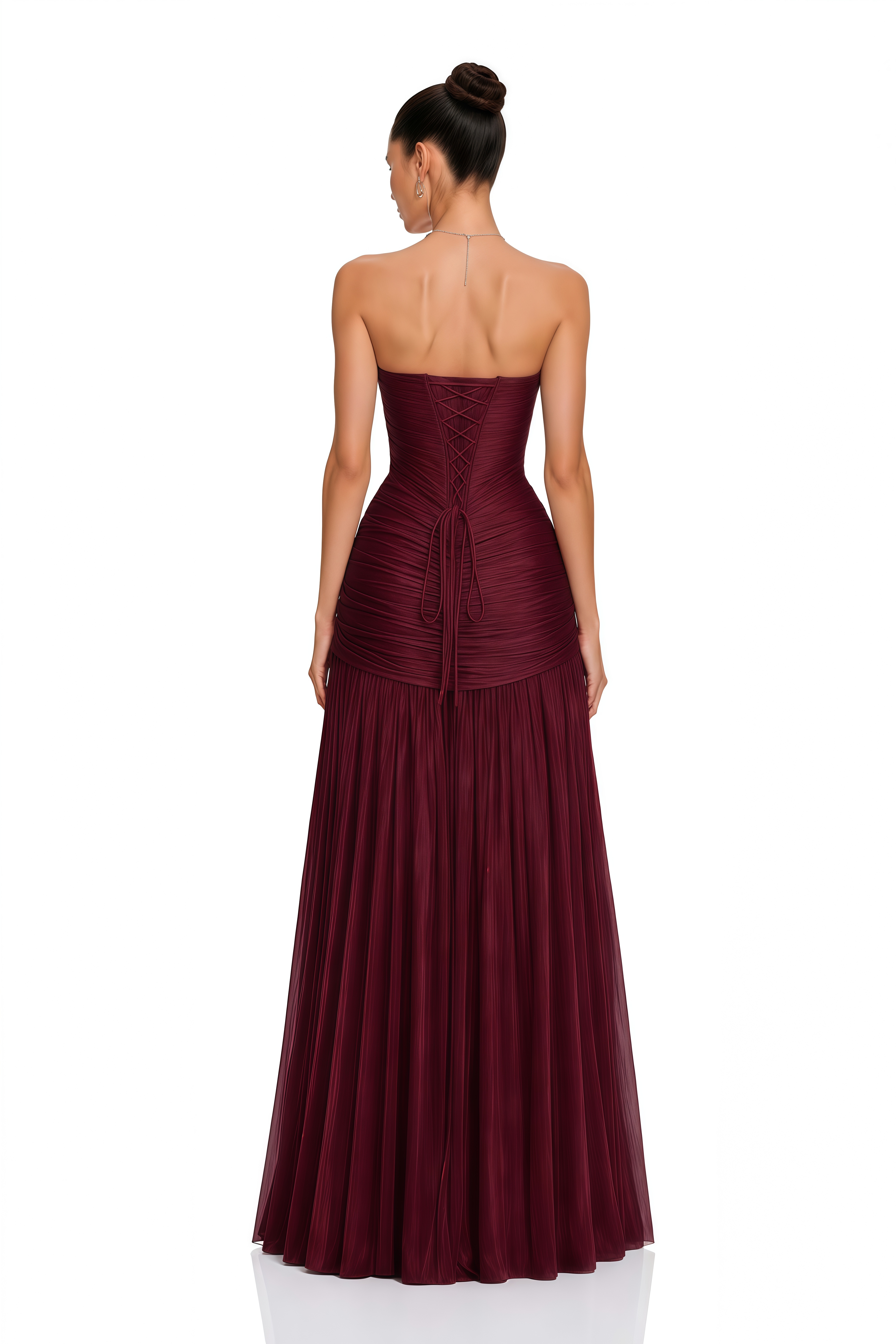 Marianna Burgundy Off-Shoulder Drop-Waist Maxi Dress