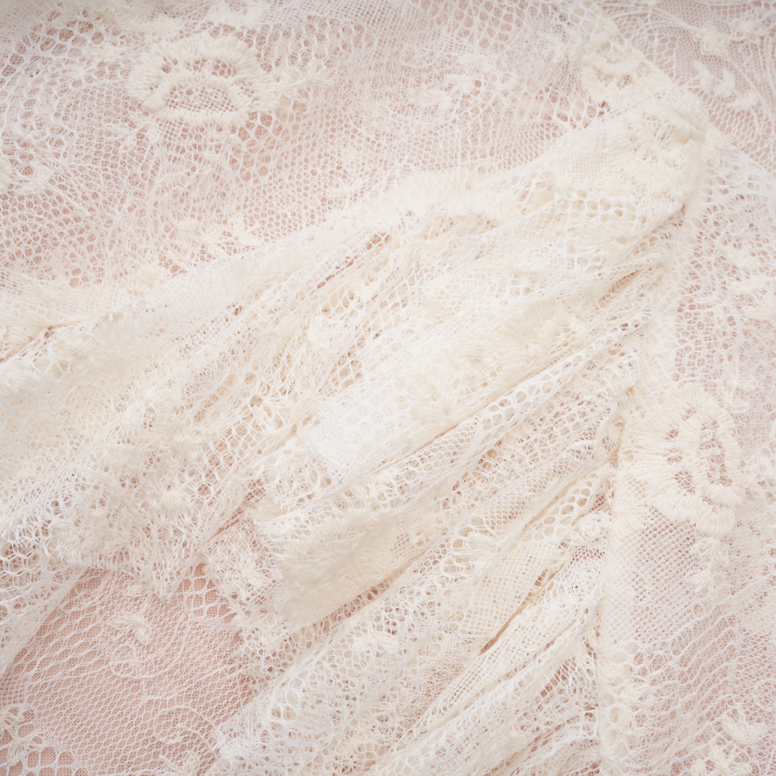 Mariella Ivory Asymmetrical Floral Lace Midi Dress