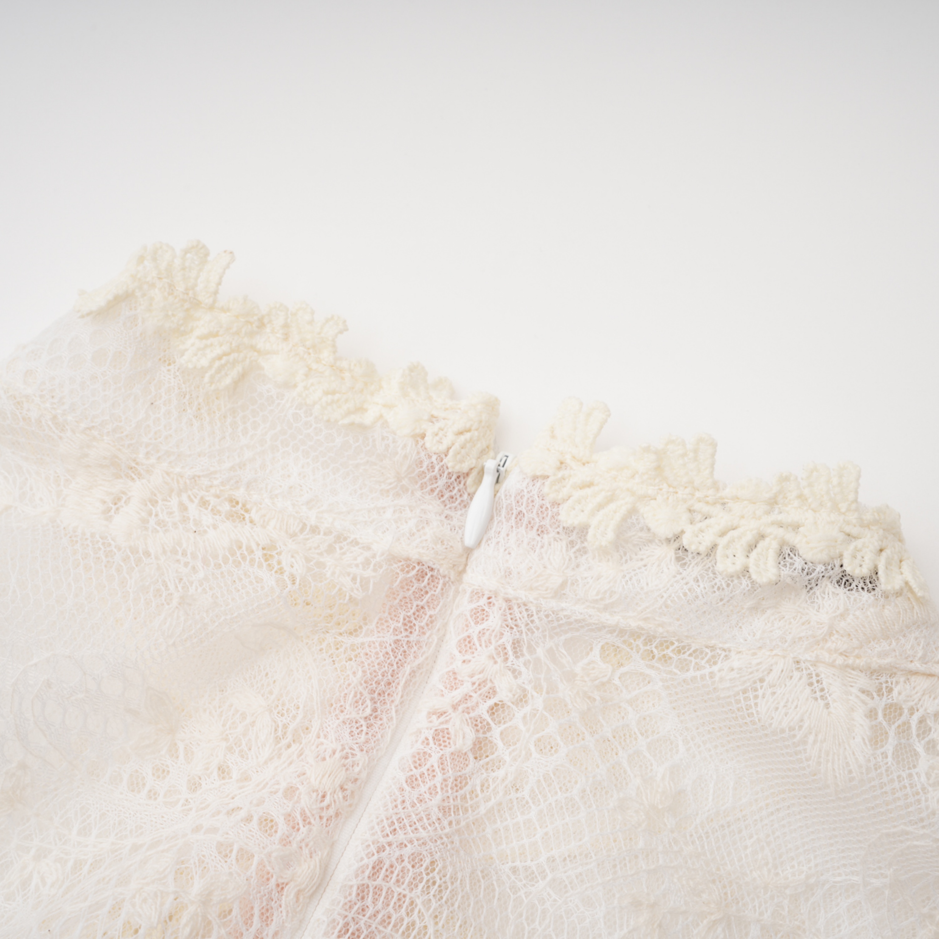 Mariella Ivory Asymmetrical Floral Lace Midi Dress