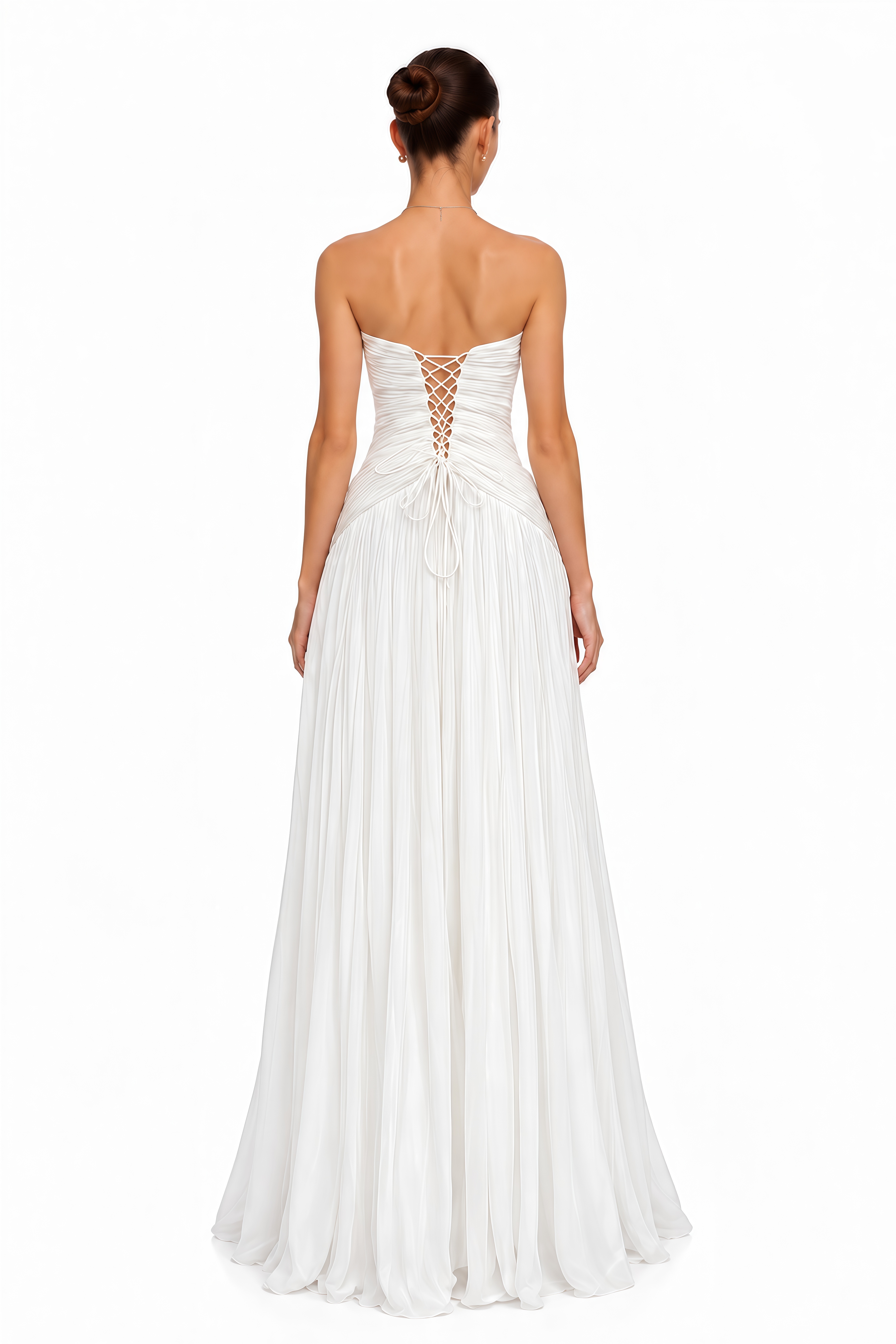 Marlene White Strapless Ruched Cut-Out Maxi Dress