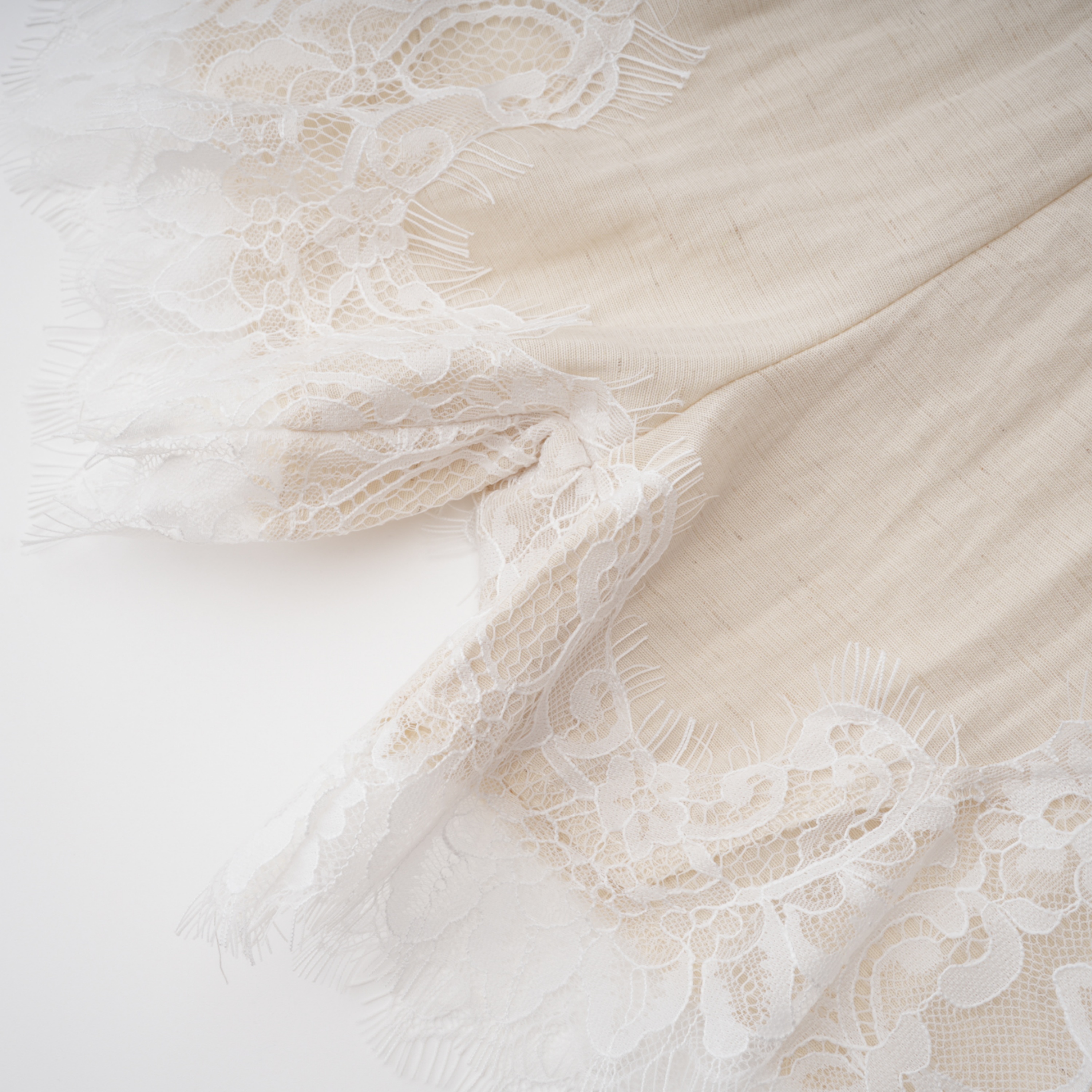Marlowe Neutral High Neck Top & Lace Shorts Set