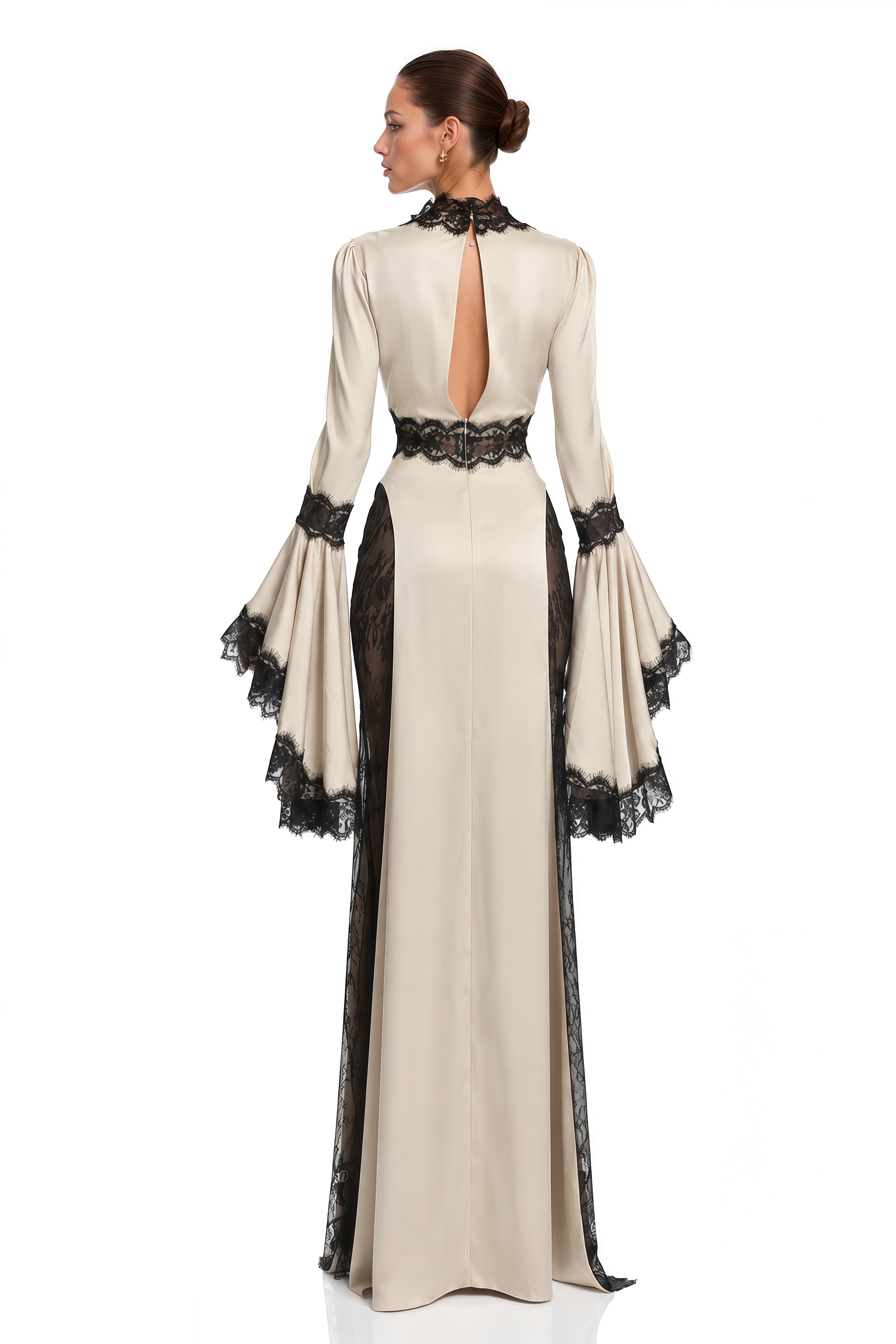 Matilda Champagne Lace Bell Sleeve Maxi Dress
