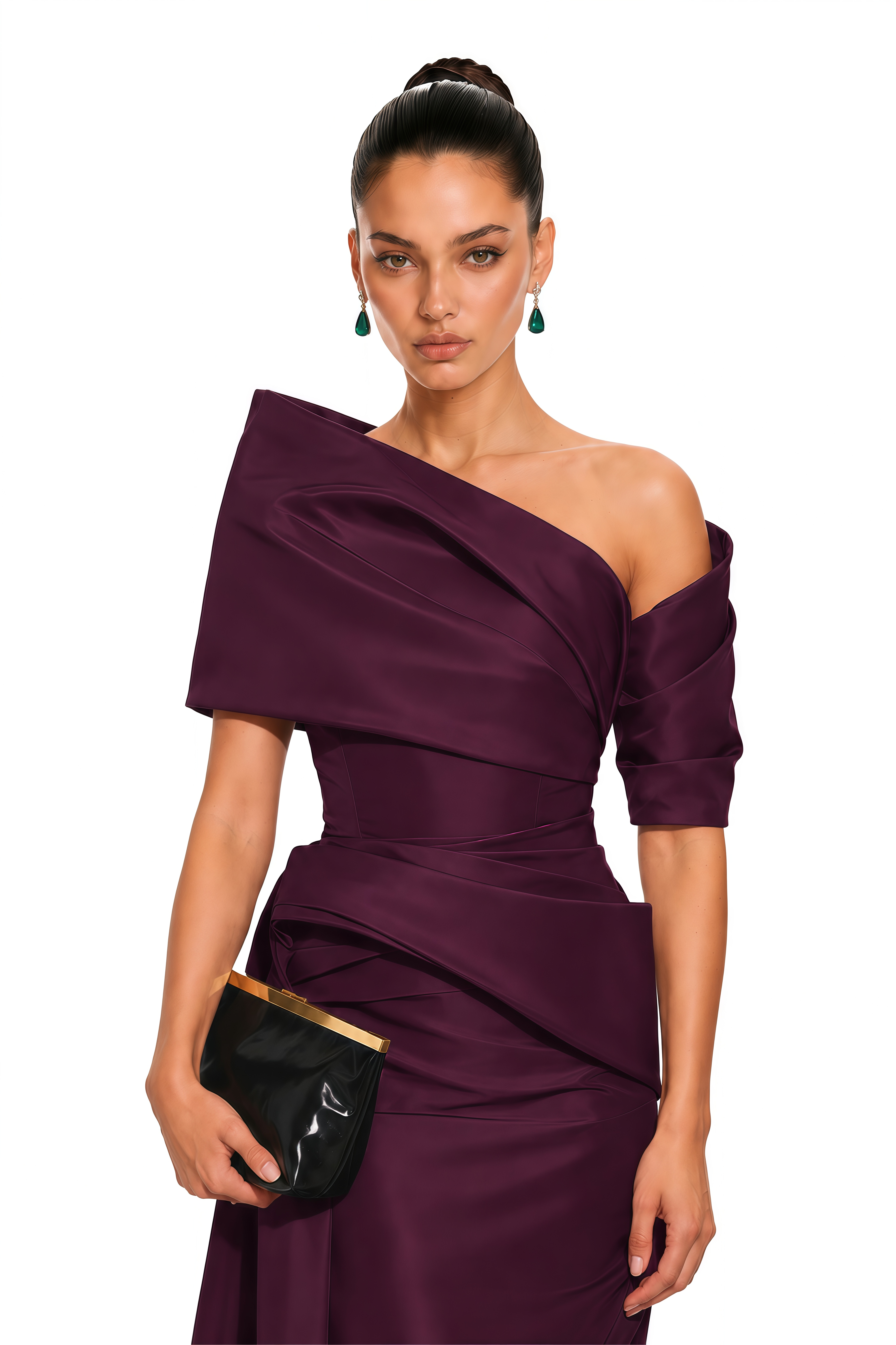 Merritt Plum One-Shoulder Draped Maxi Dress