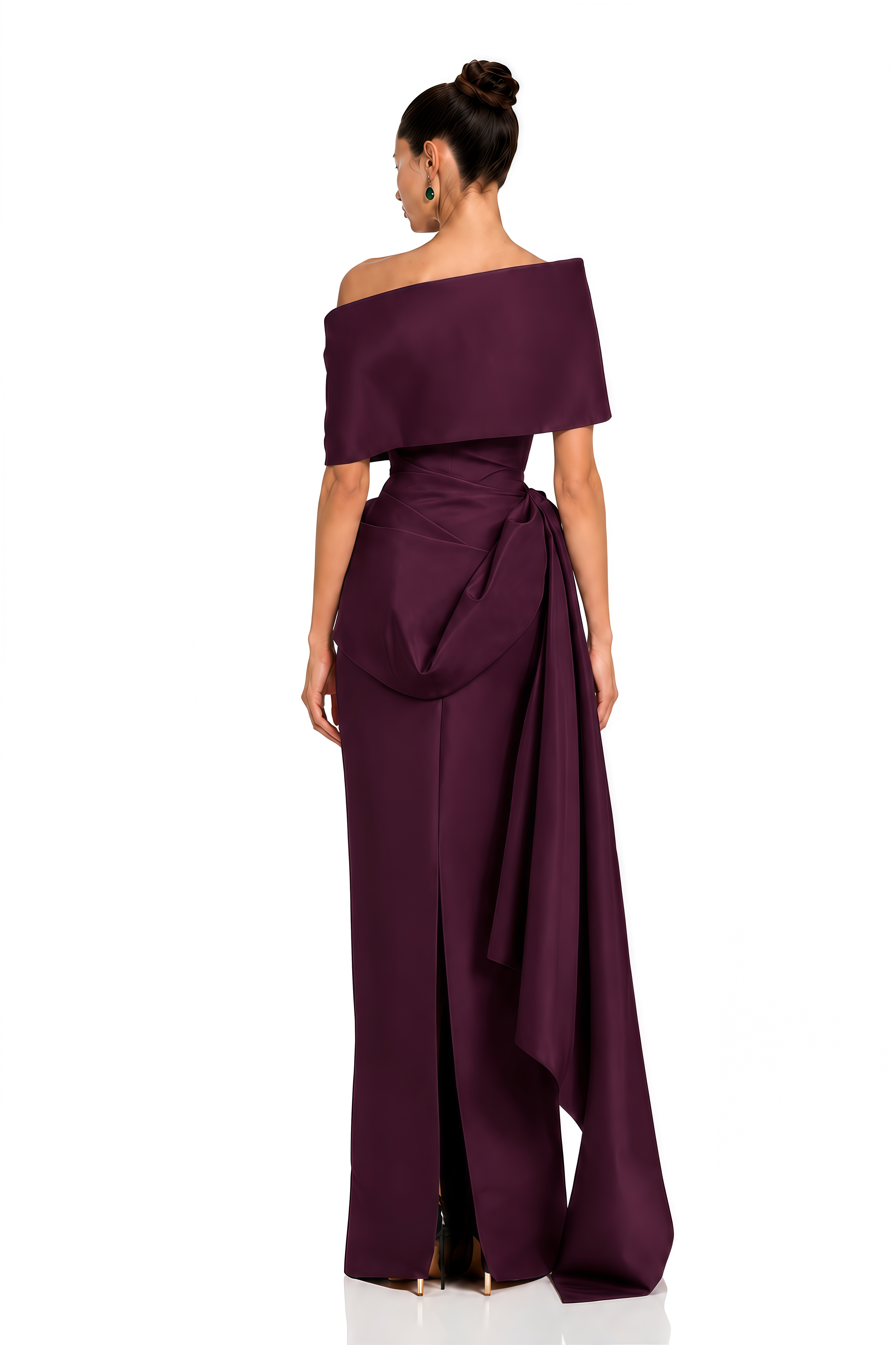 Merritt Plum One-Shoulder Draped Maxi Dress