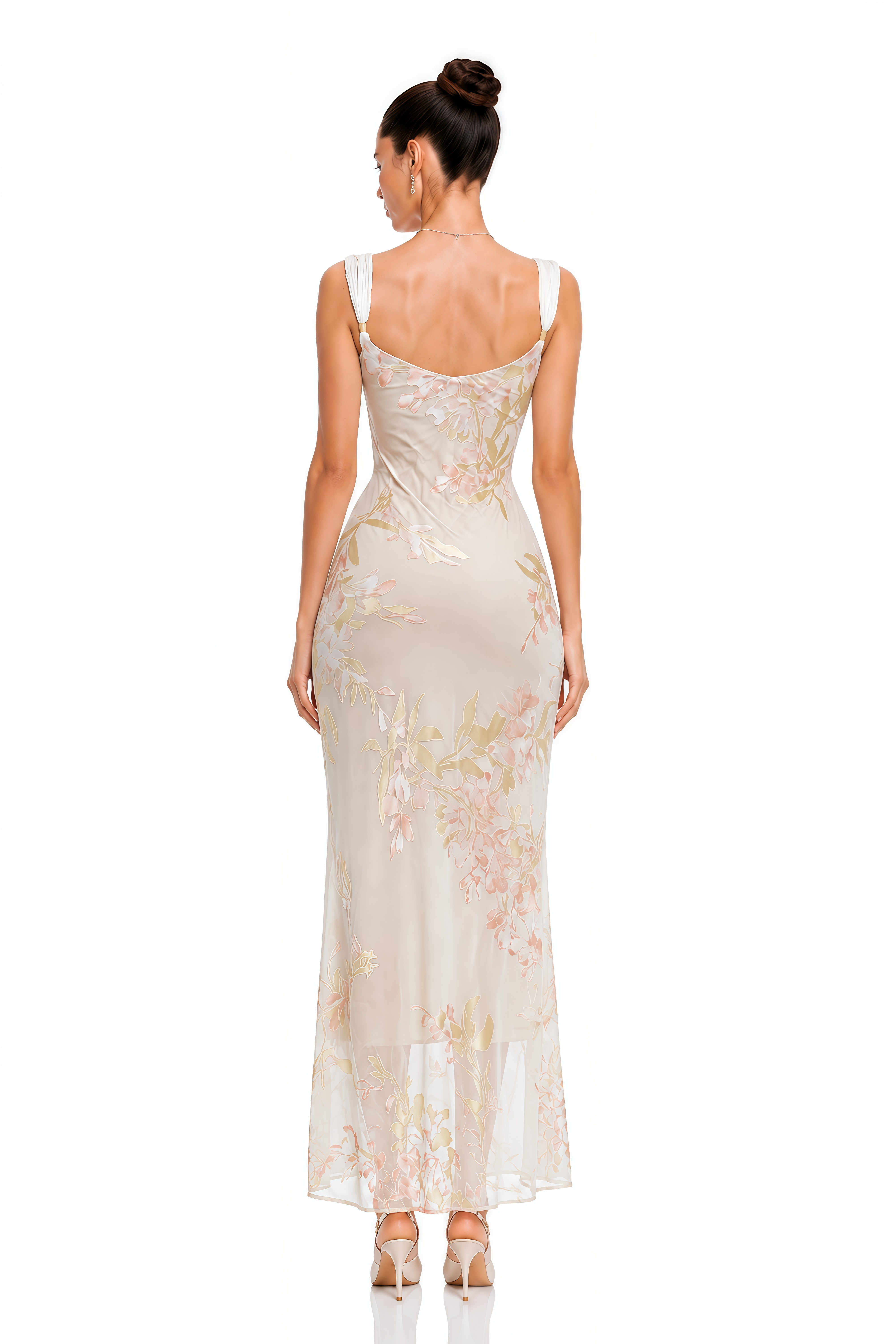 Mirabelle White V Neck Embroidered Maxi Dress
