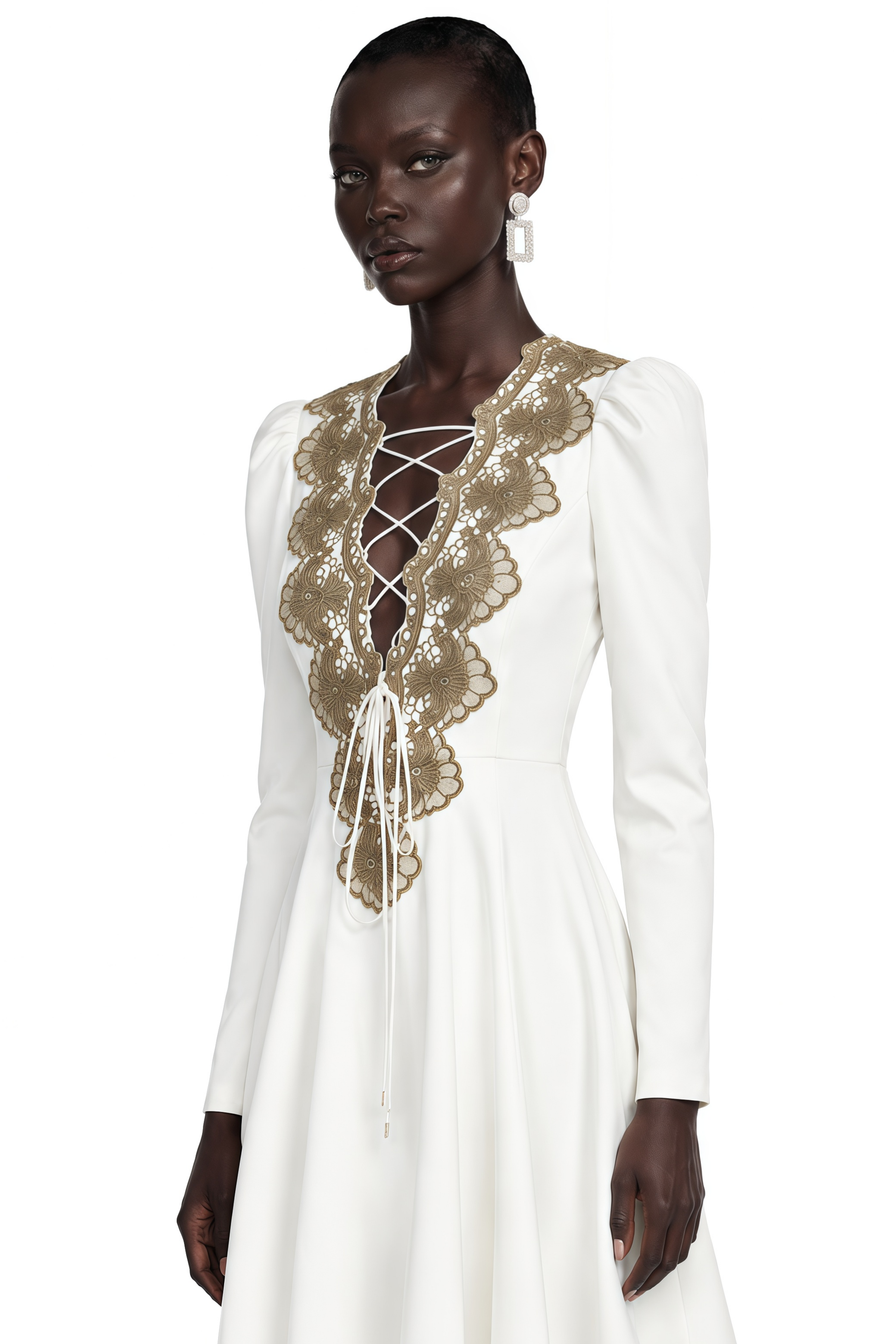 Miranda White Floral Applique Fit & Flare Mini Dress