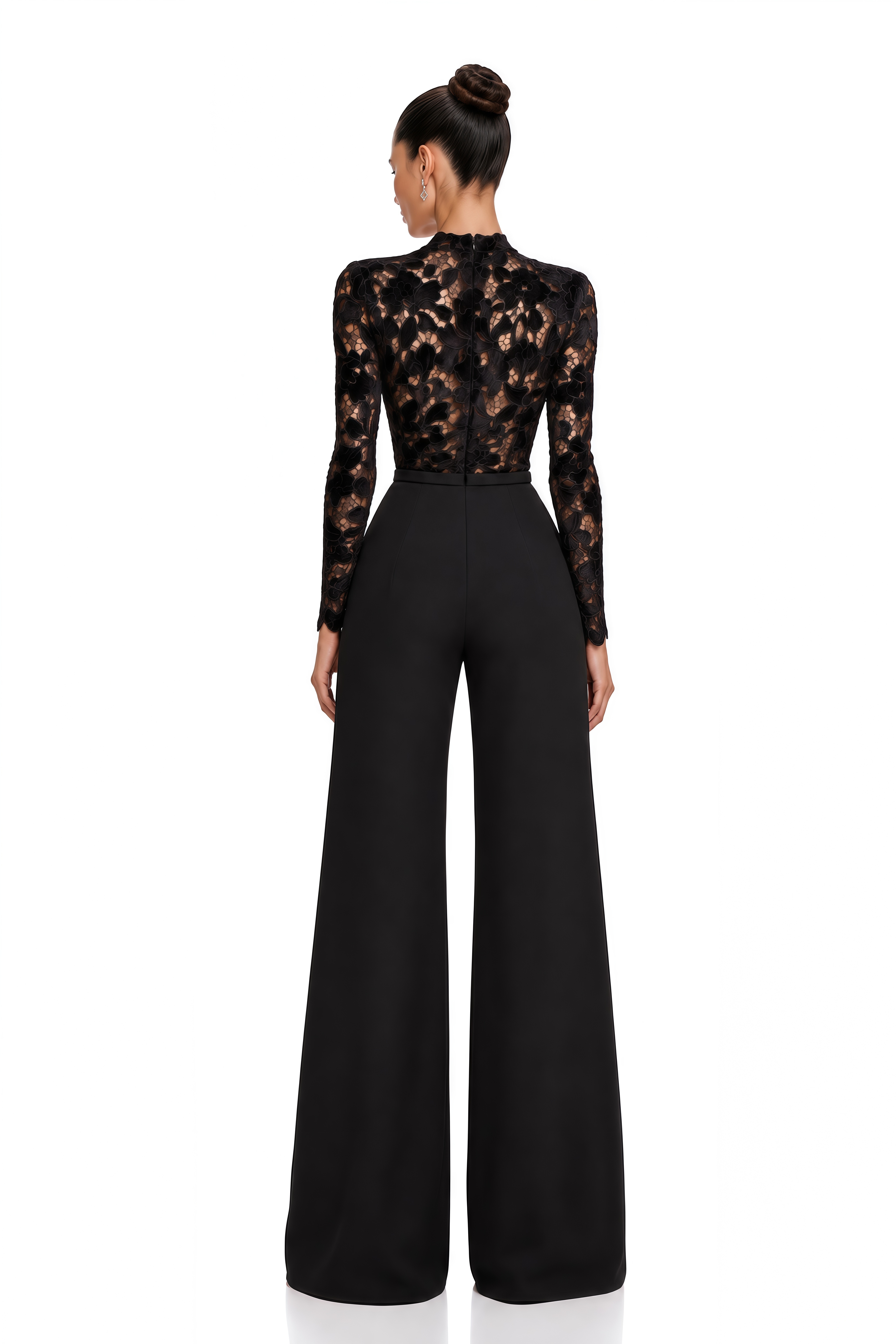 Mireya Black Lace Bodice Wide Leg Jumpsuit
