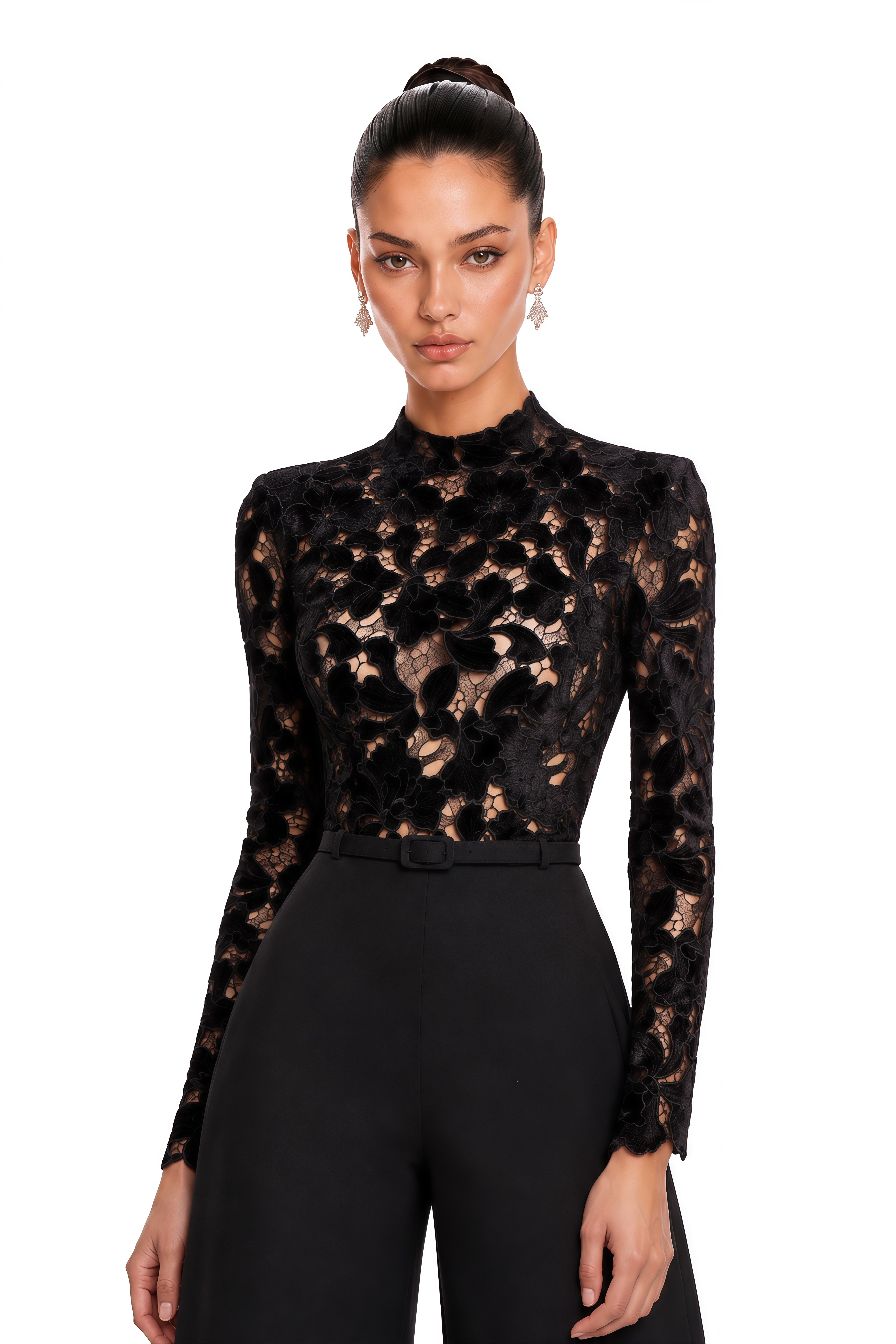 Mireya Black Lace Bodice Wide Leg Jumpsuit