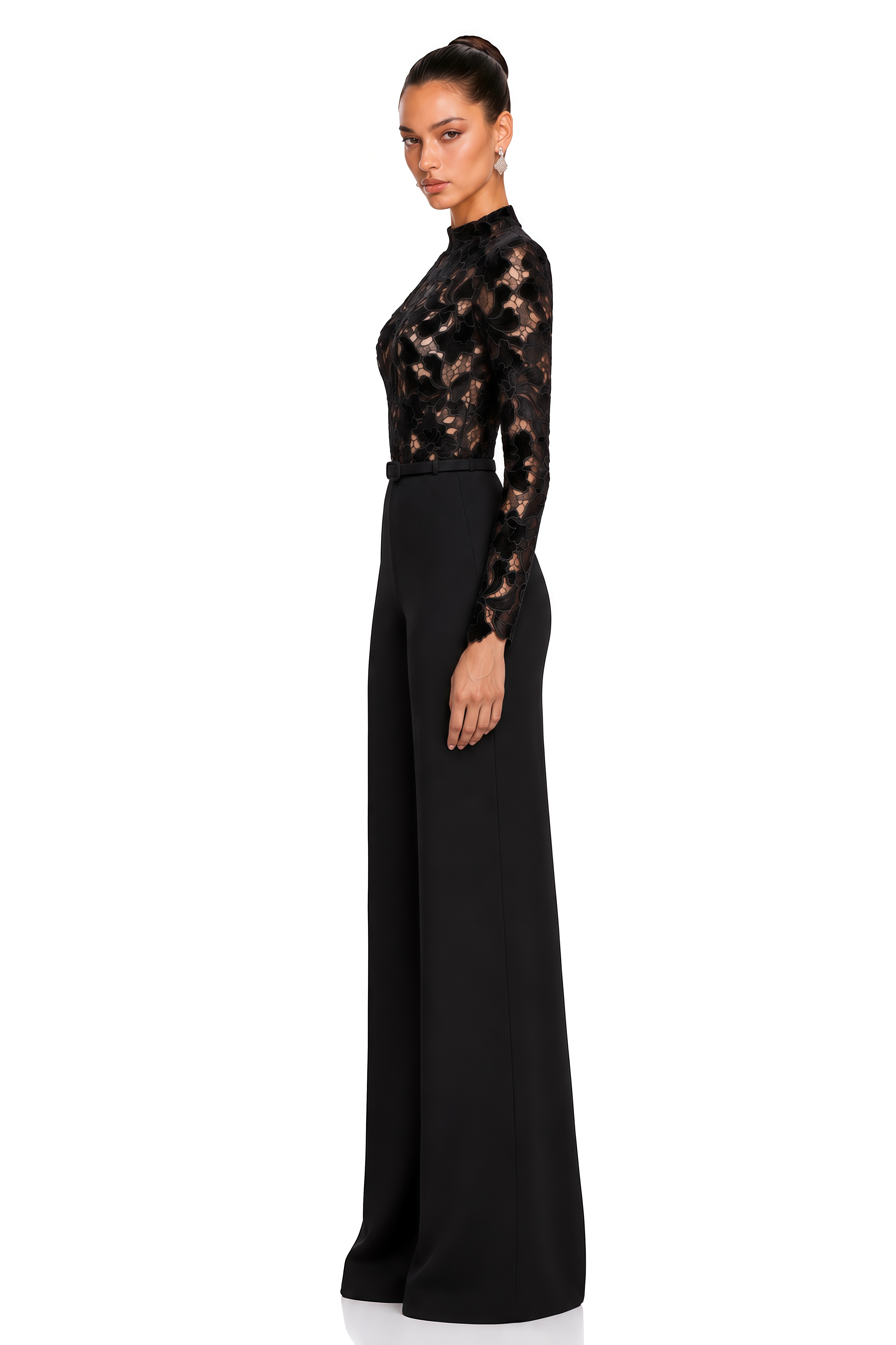 Mireya Black Lace Bodice Wide Leg Jumpsuit