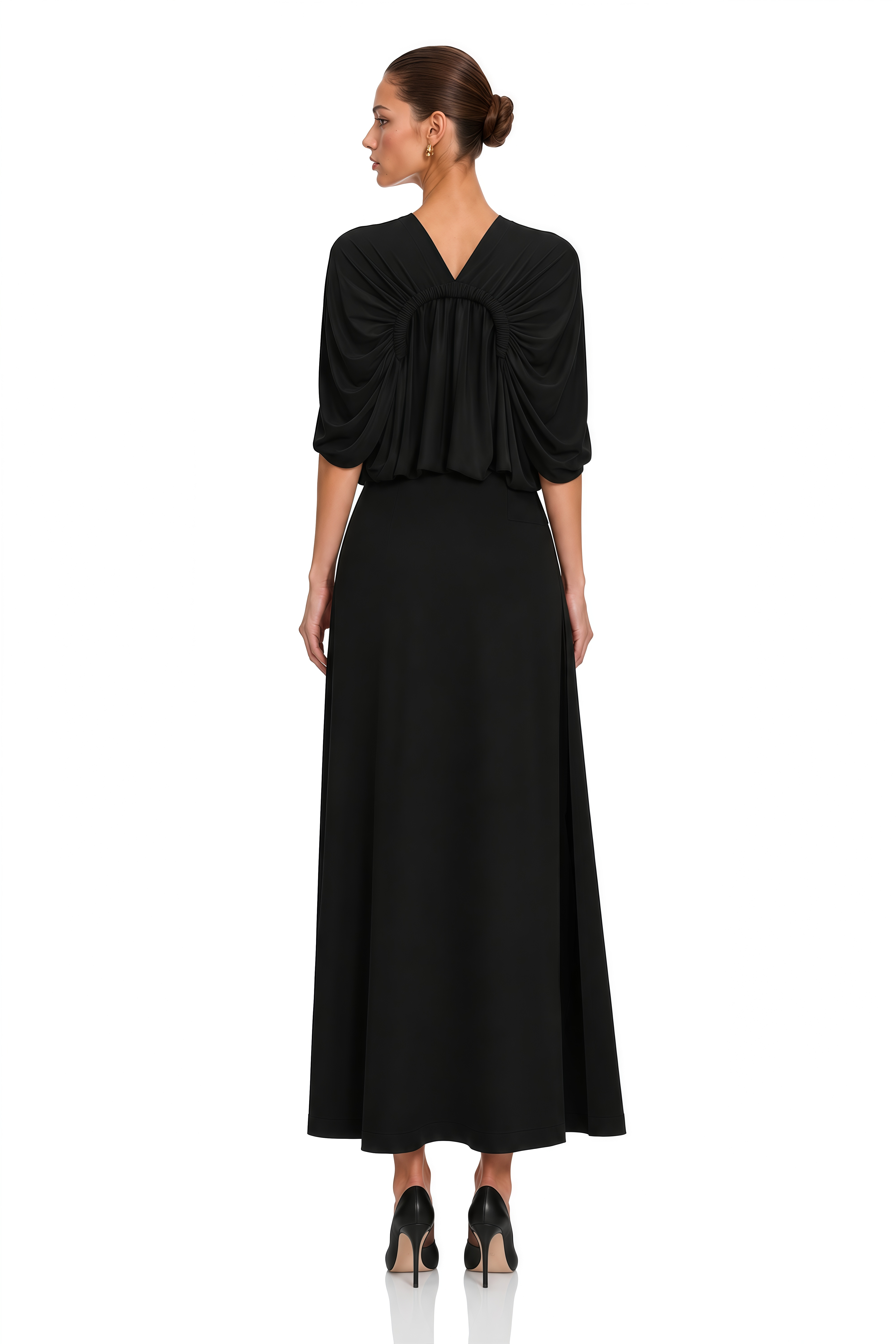 Monique Black Belted Side Slit Maxi Skirt