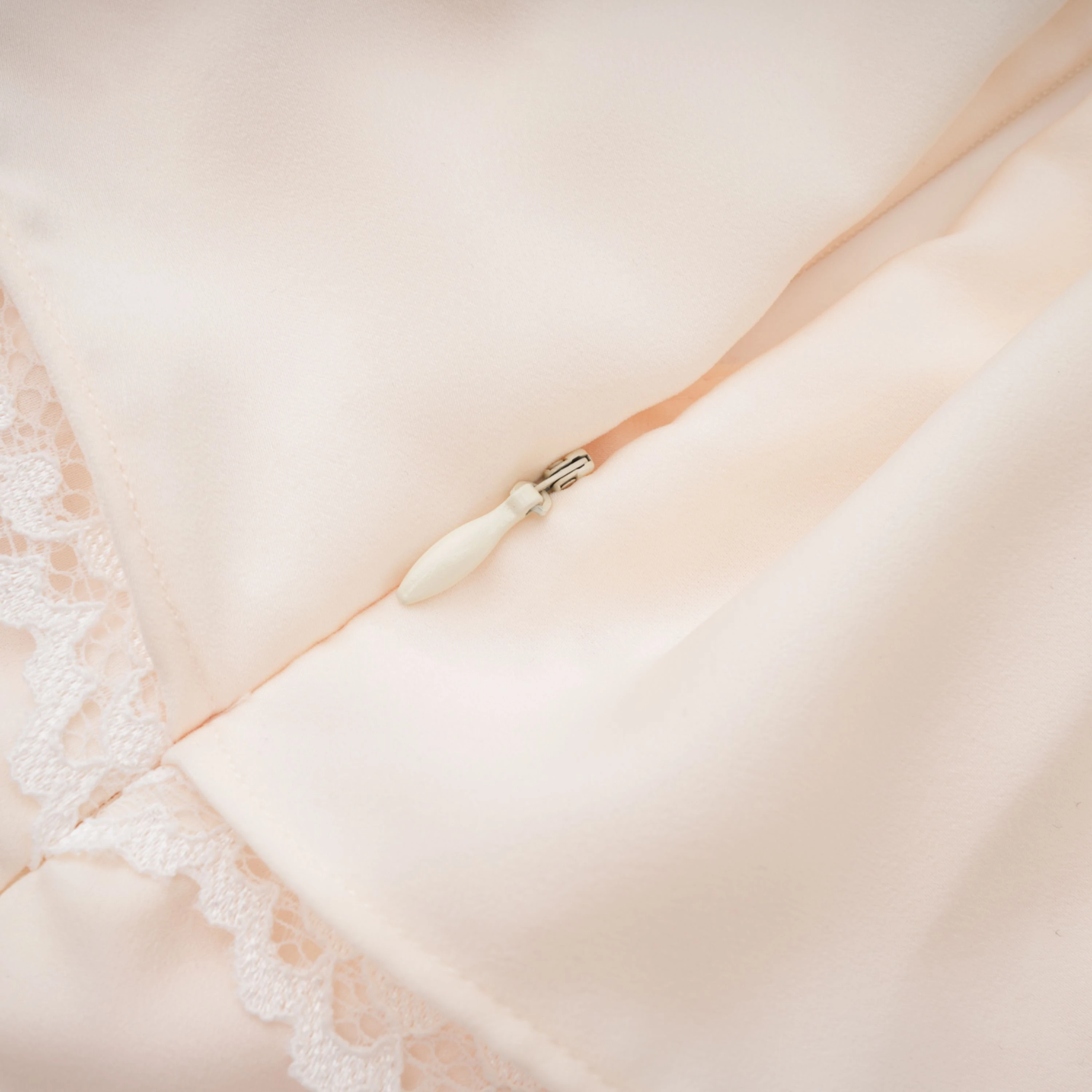 Nani Cream Plunge Neck Satin Jumpsuit with Lace Panels