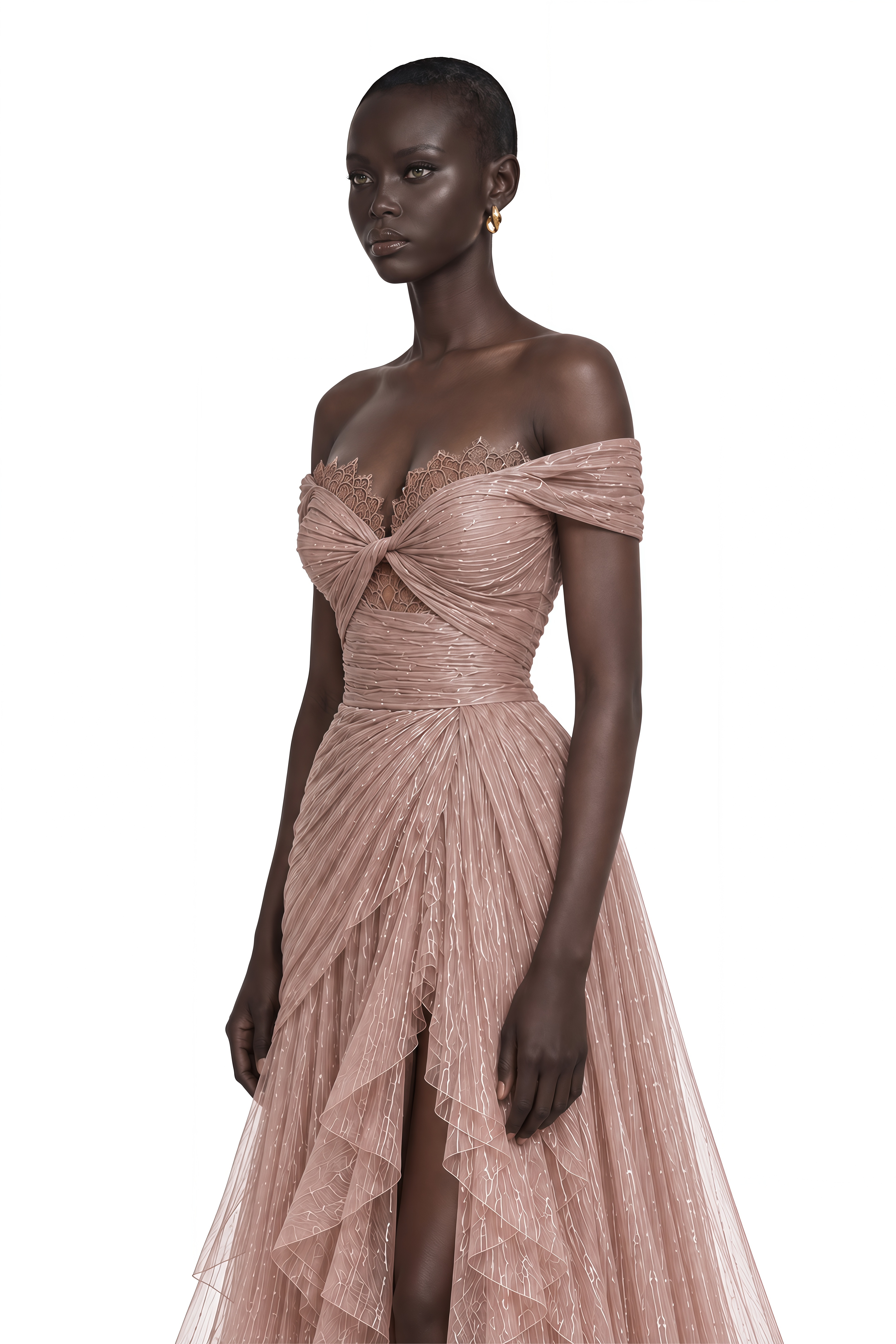 Natalie Dusty Rose Off Shoulder Ruffle Maxi Dress