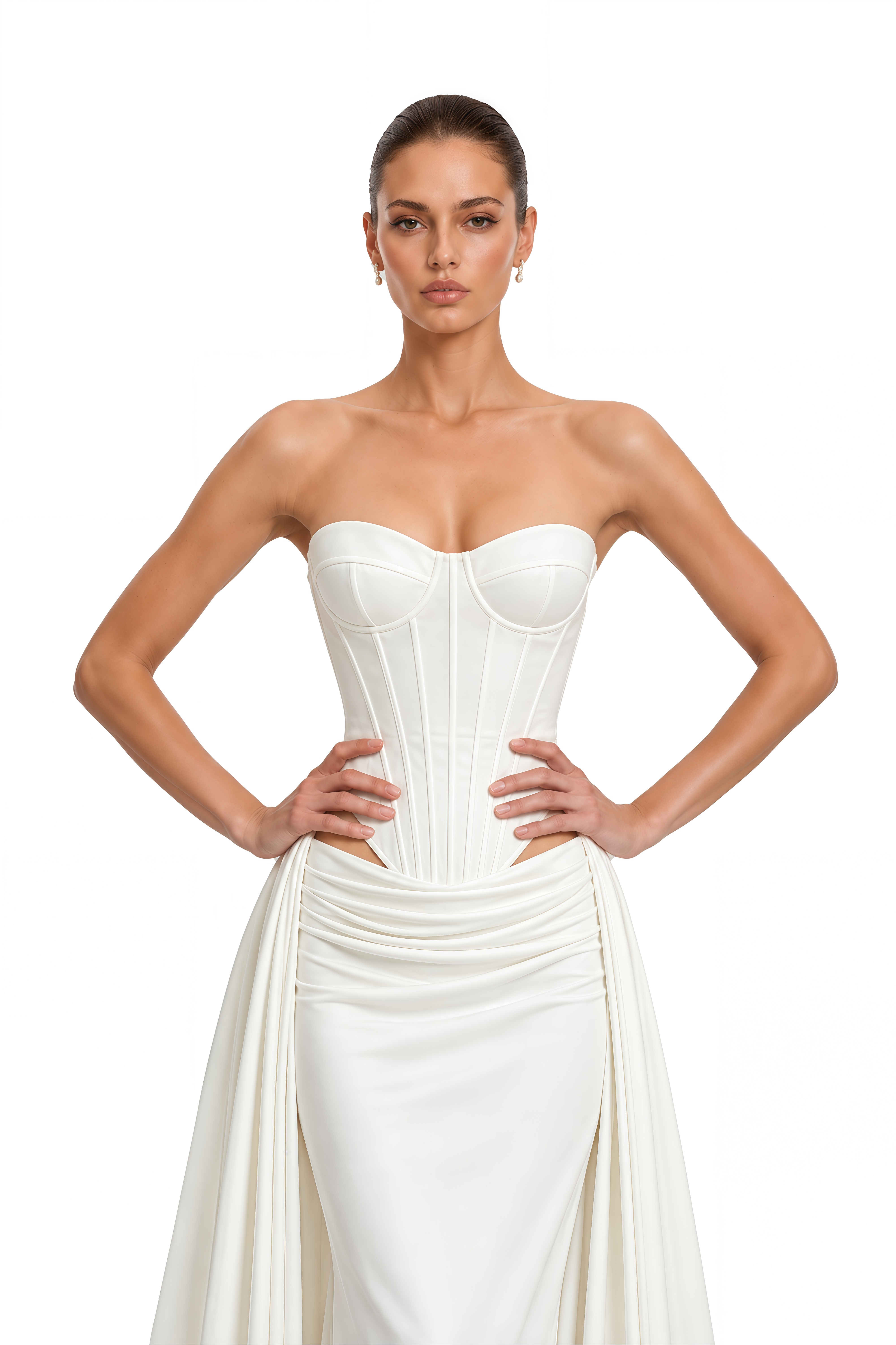 Nitara White Strapless Corset Top & Maxi Skirt Set