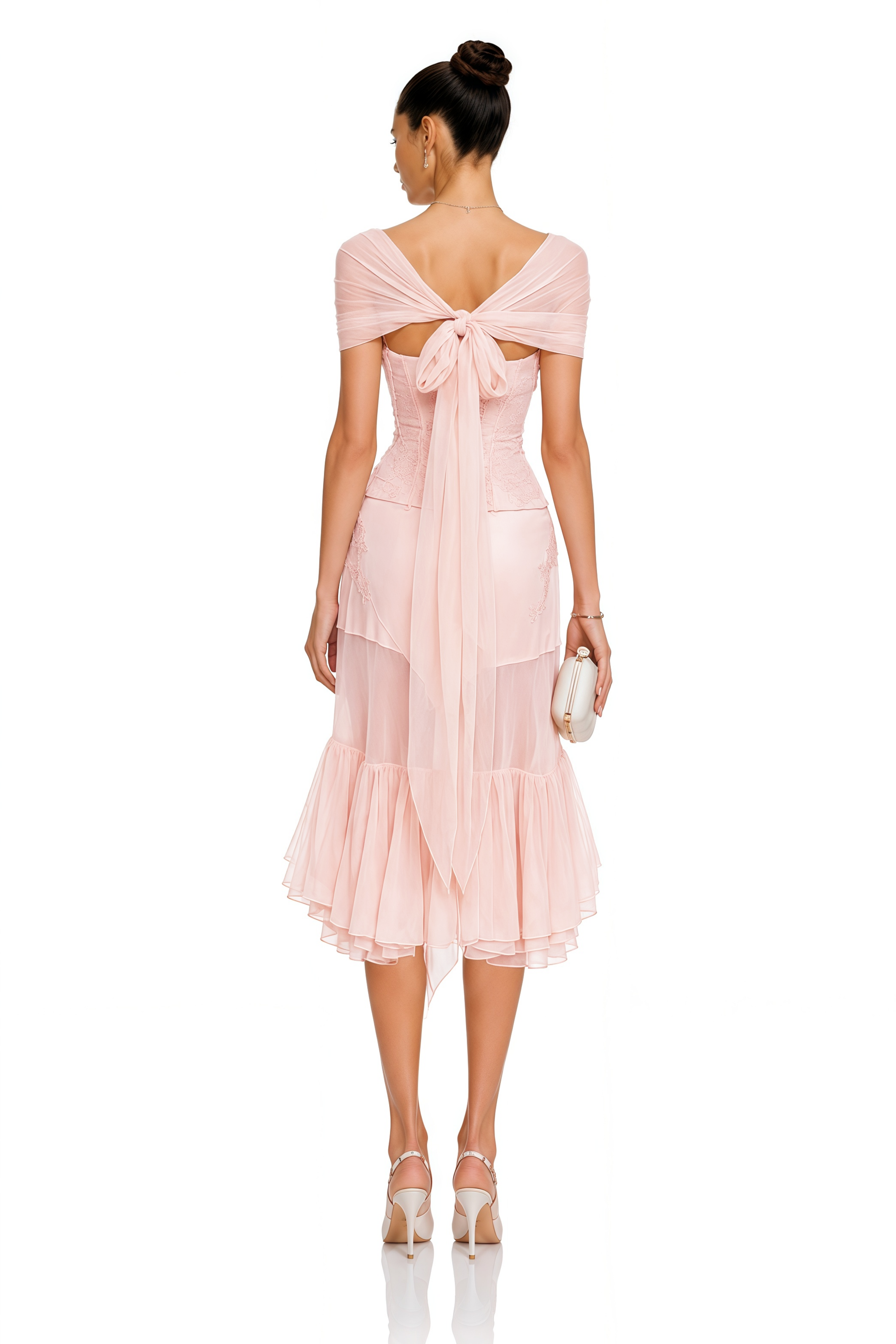 Noelie Pink Lace Strapless Top & Skirt Set