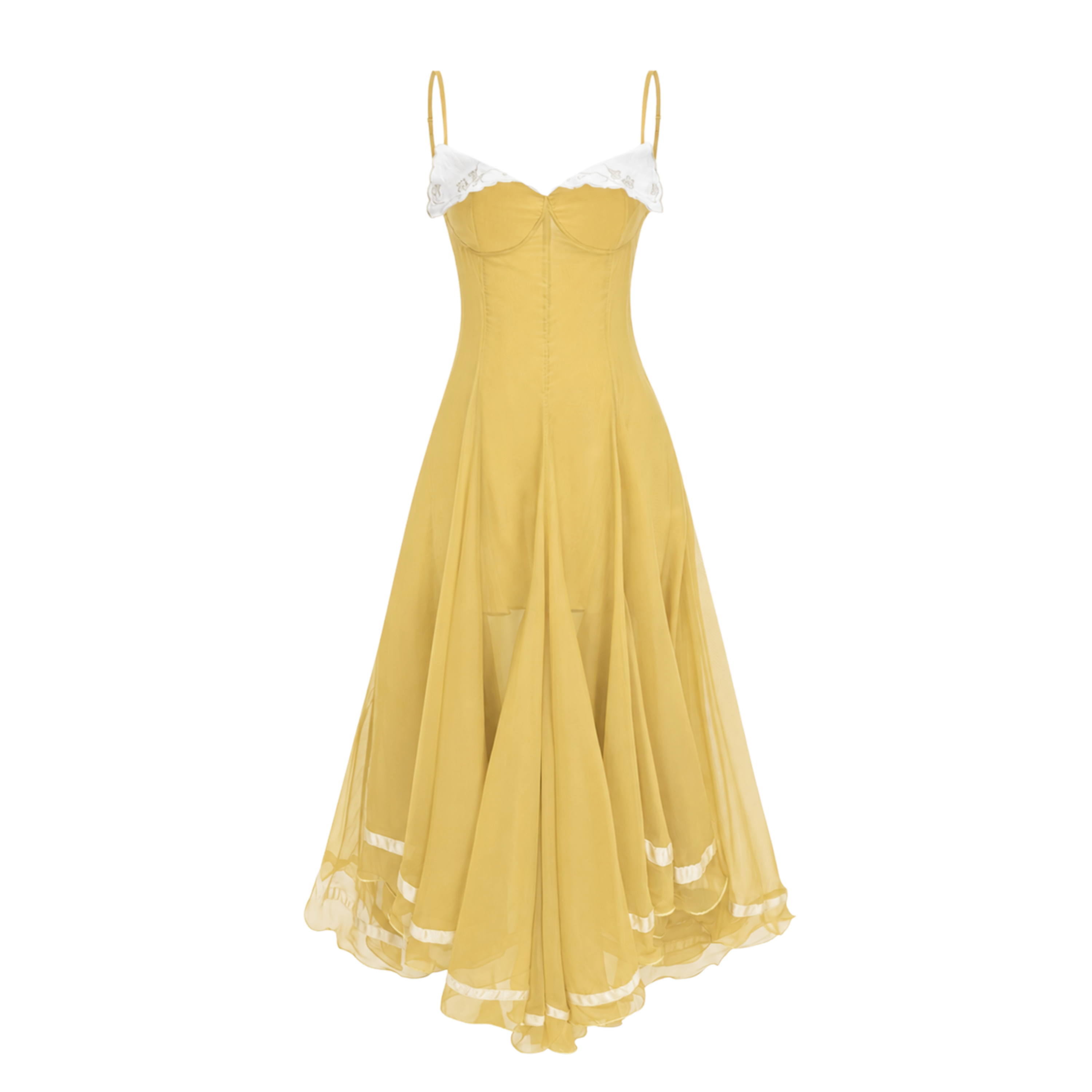 Nuria Yellow Asymmetrical Midi Dress